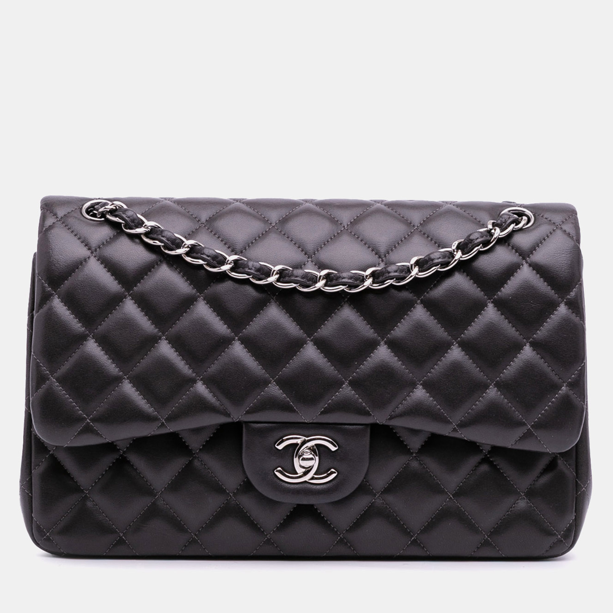 

Chanel Grey Jumbo Classic Lambskin Double Flap Bag