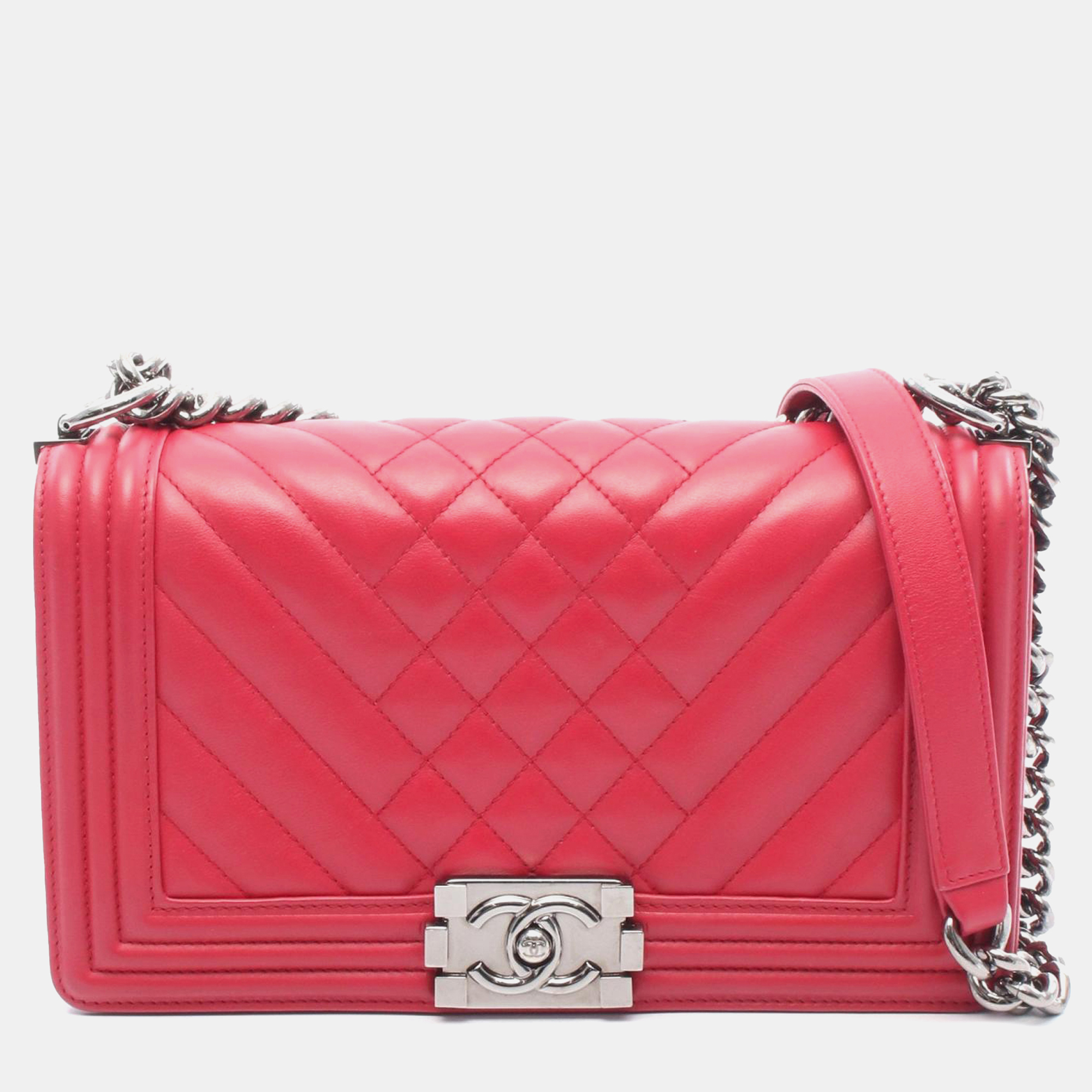 

Chanel Red Old Medium Quilted Lambskin Boy Flap Bag