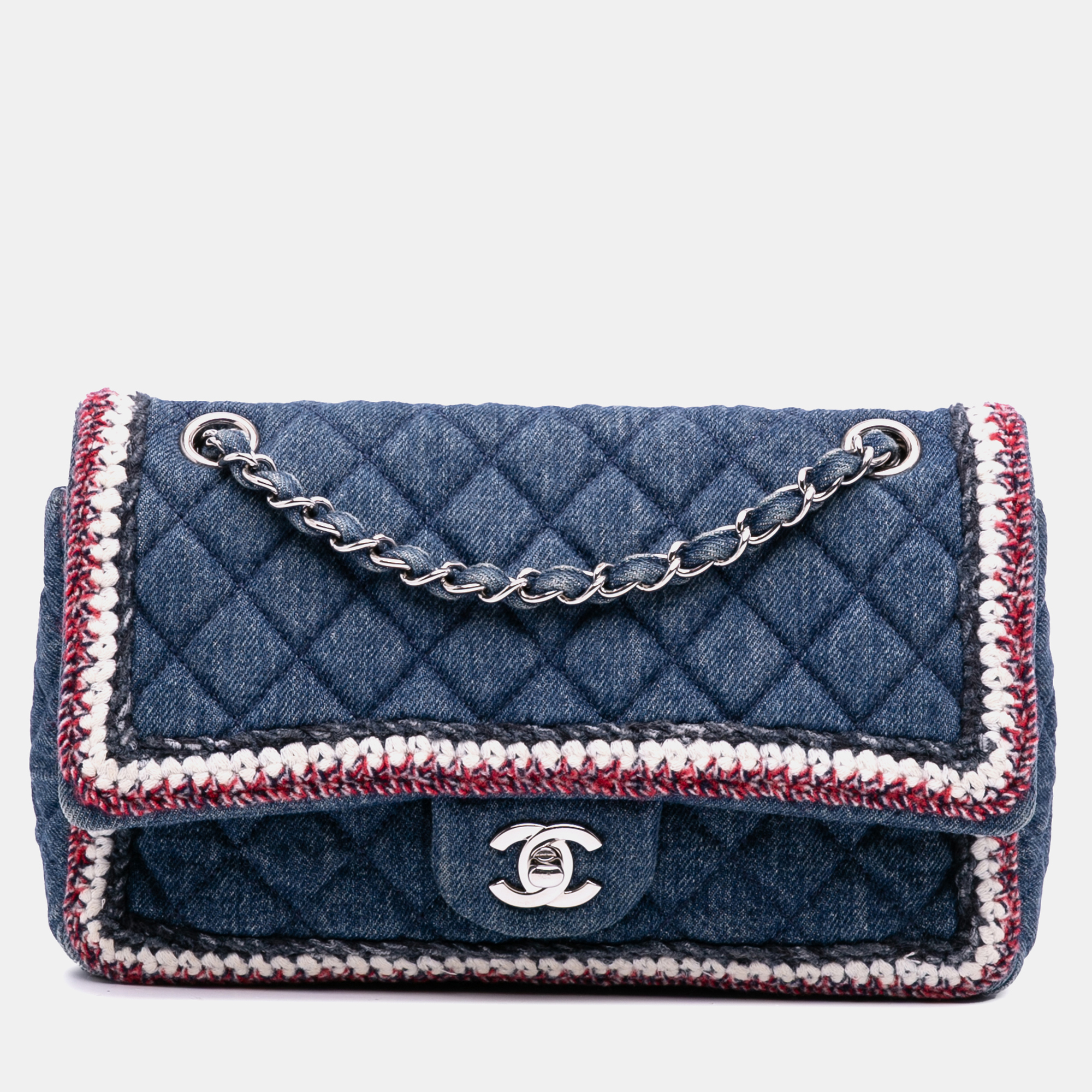 

Chanel Blue Quilted Denim Classic Single Flap Bag