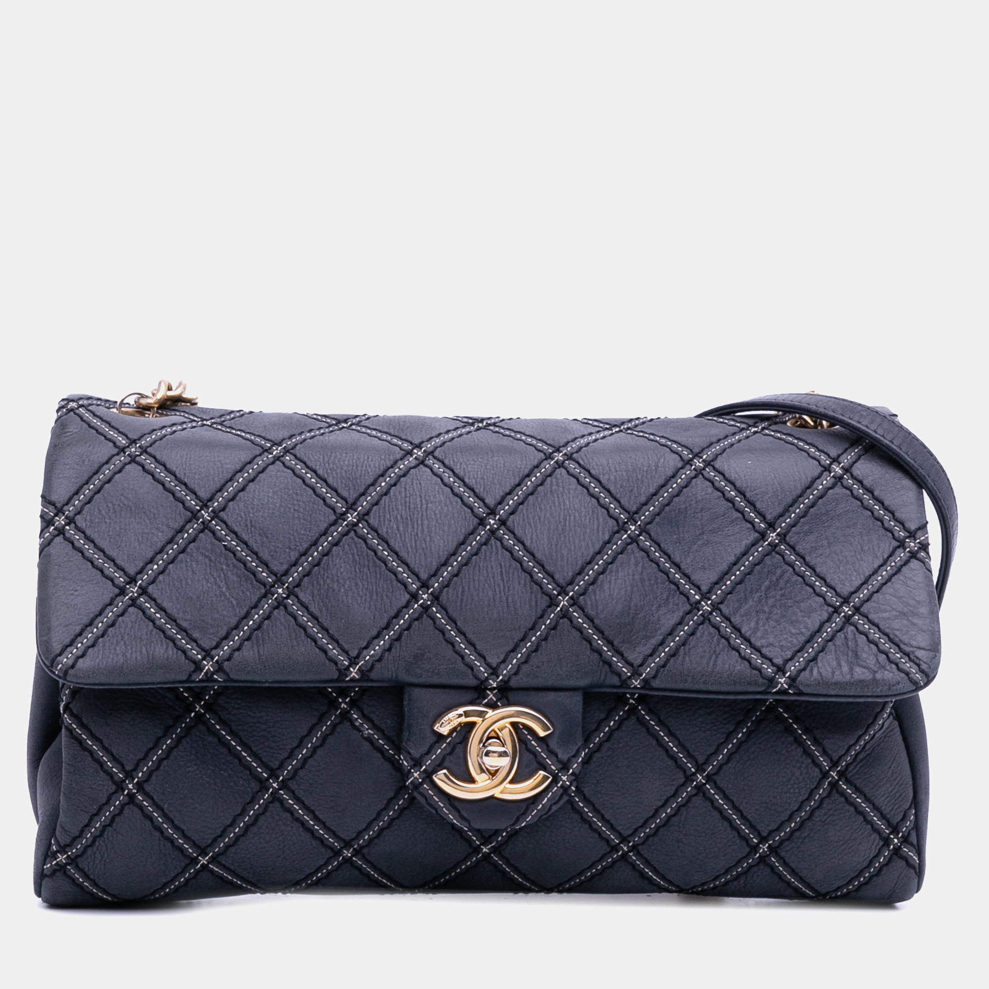 

Chanel Blue Jumbo Quilted Calfskin Triple Stitched Flap Bag