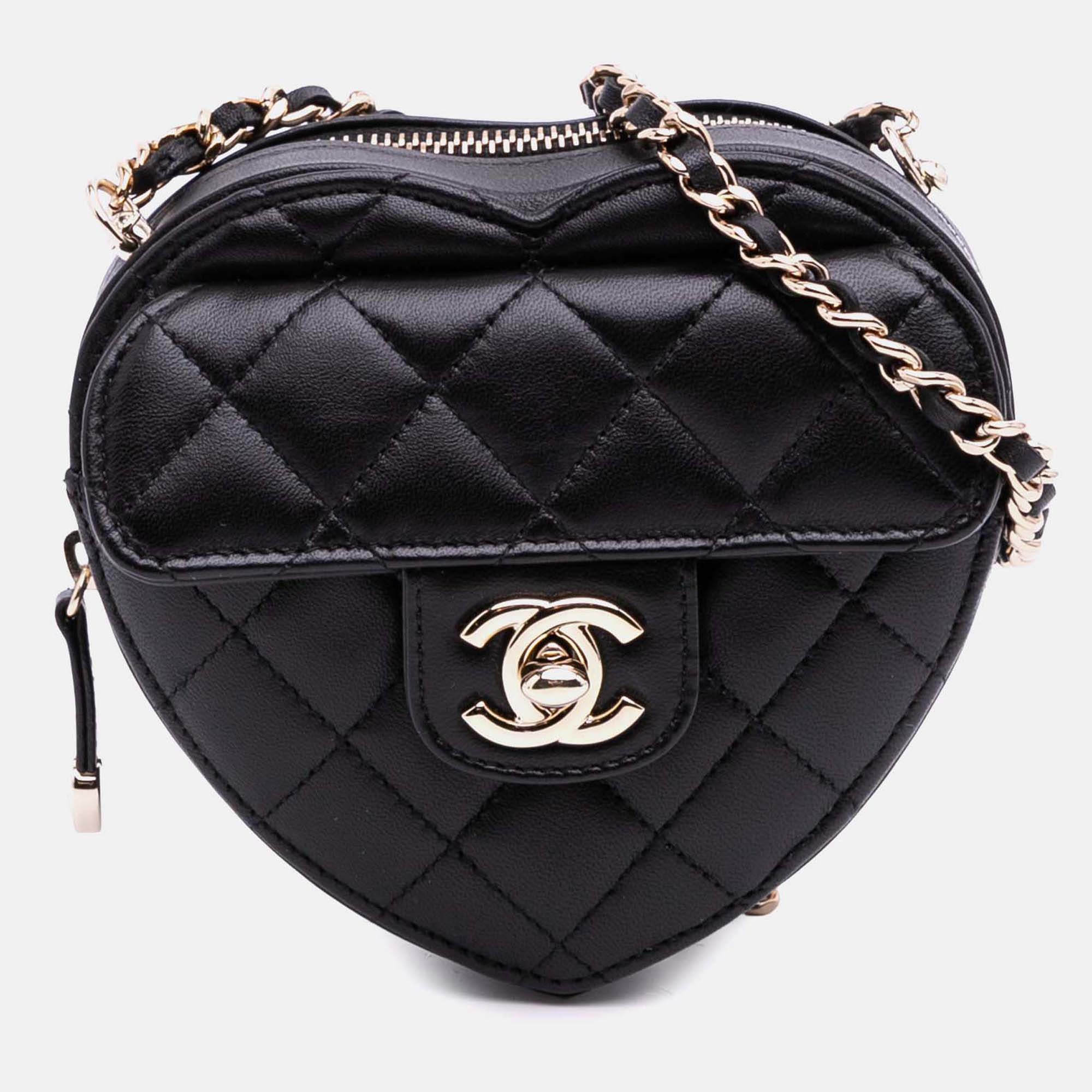 

Chanel Black Mini Lambskin CC in Love Heart Crossbody Bag