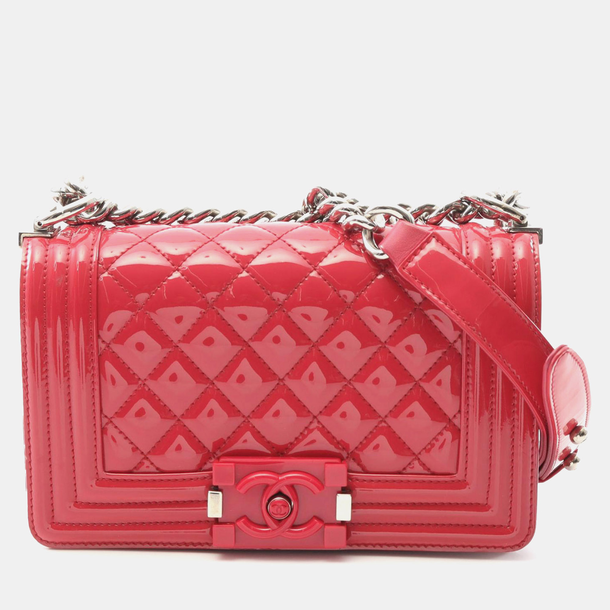 

Chanel Pink Small Quilted Patent and Acrylic Boy Flap Bag
