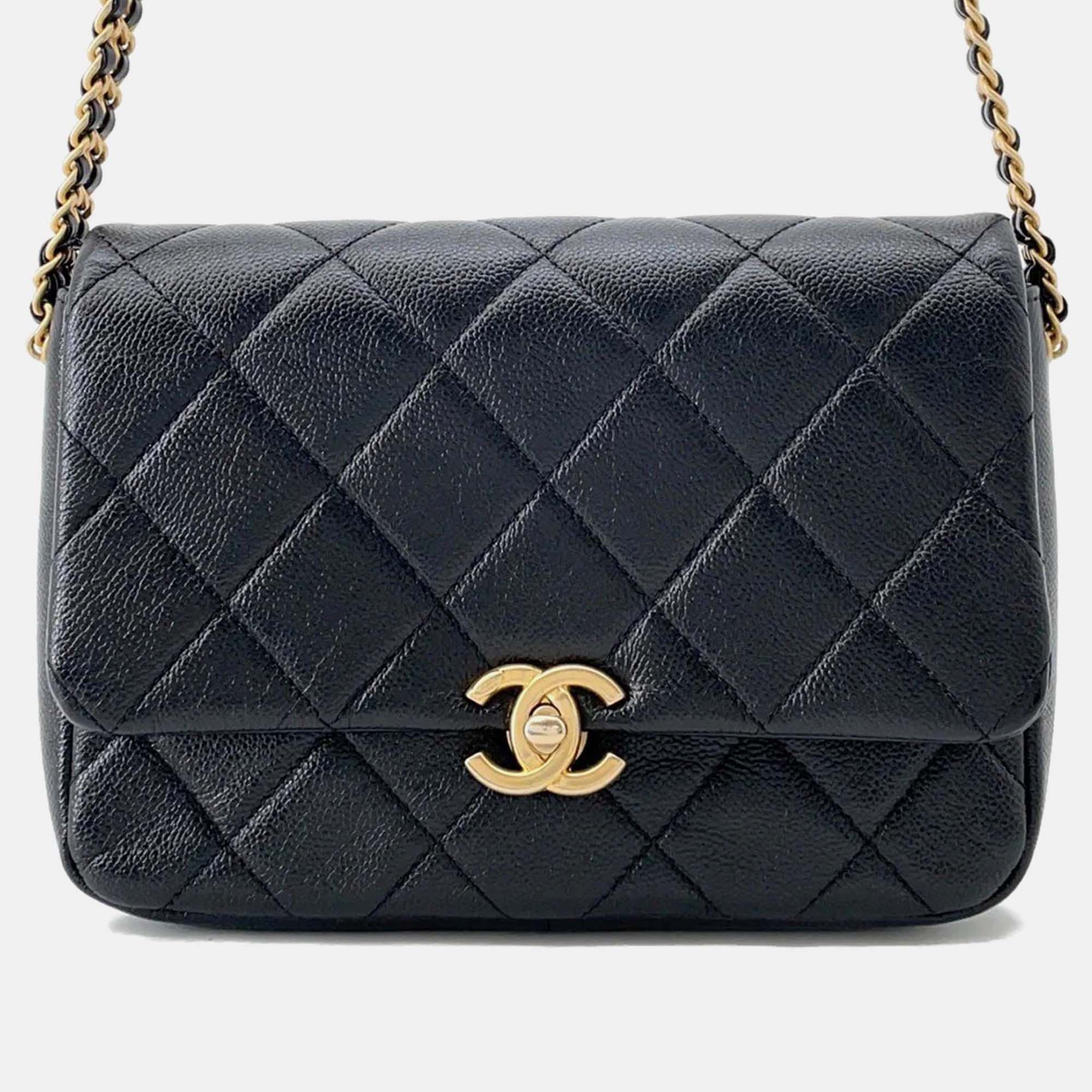 

Chanel Matelasse Melody Black Caviar Leather Chain Shoulder Bag