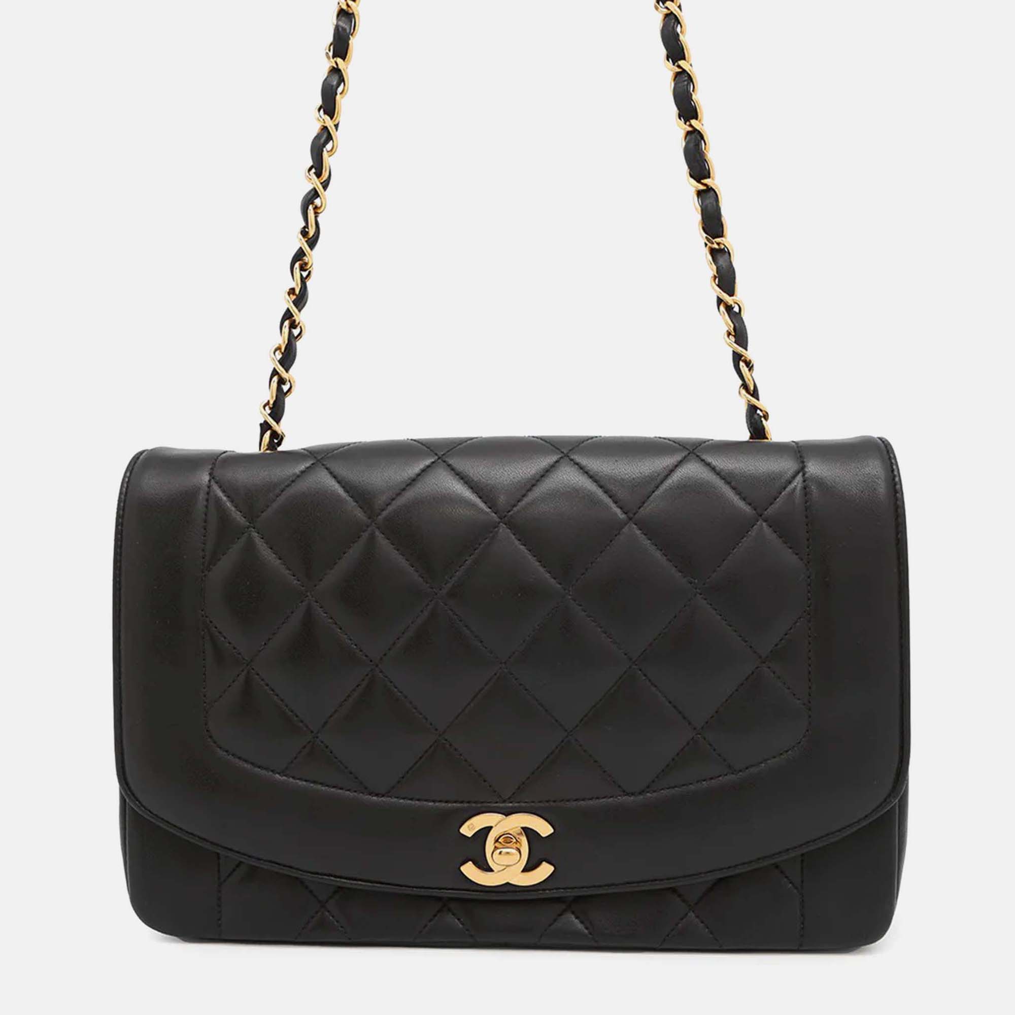 

Chanel Diana Matelasse Black Lambskin Chain Shoulder Bag