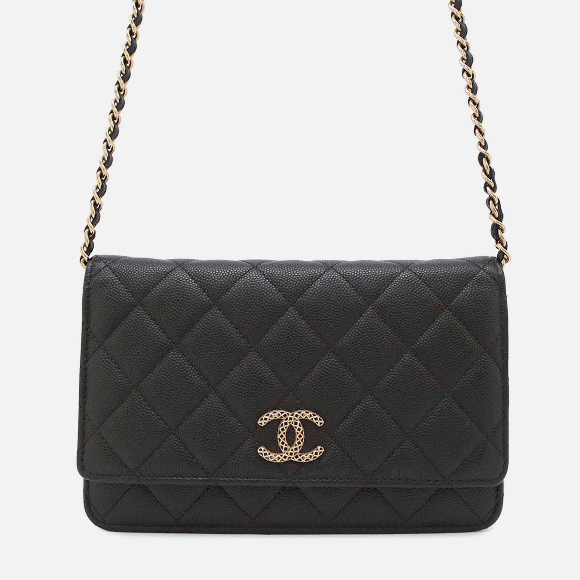 

Chanel Classic Black Caviar Leather Wallet On Chain