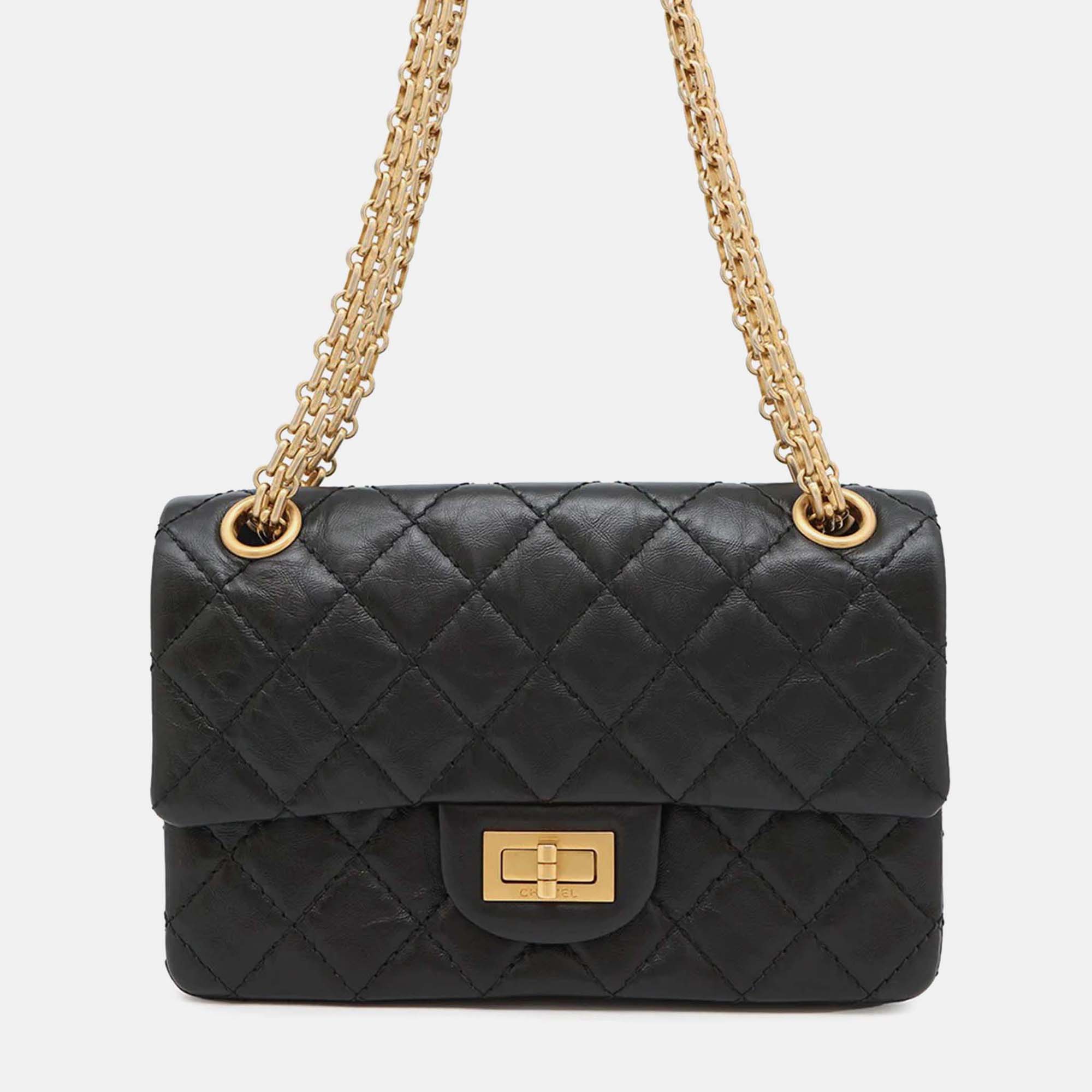 

Chanel 2.55 Mini Black Aged Calf Leather Chain Shoulder Bag