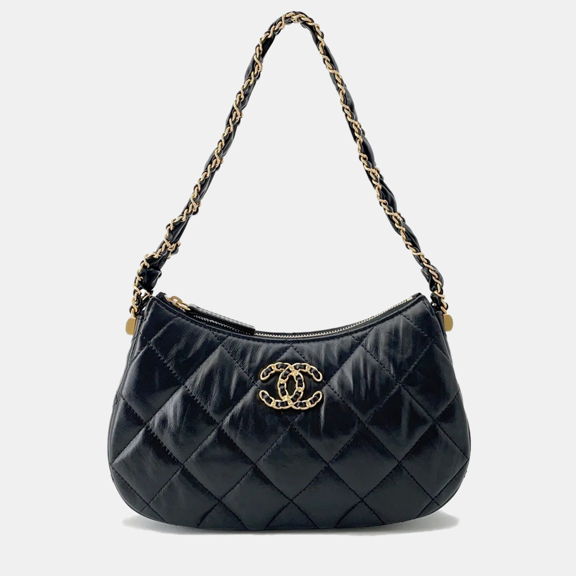 

Chanel Crumpled Calfskin Braided Black Chain Handbag