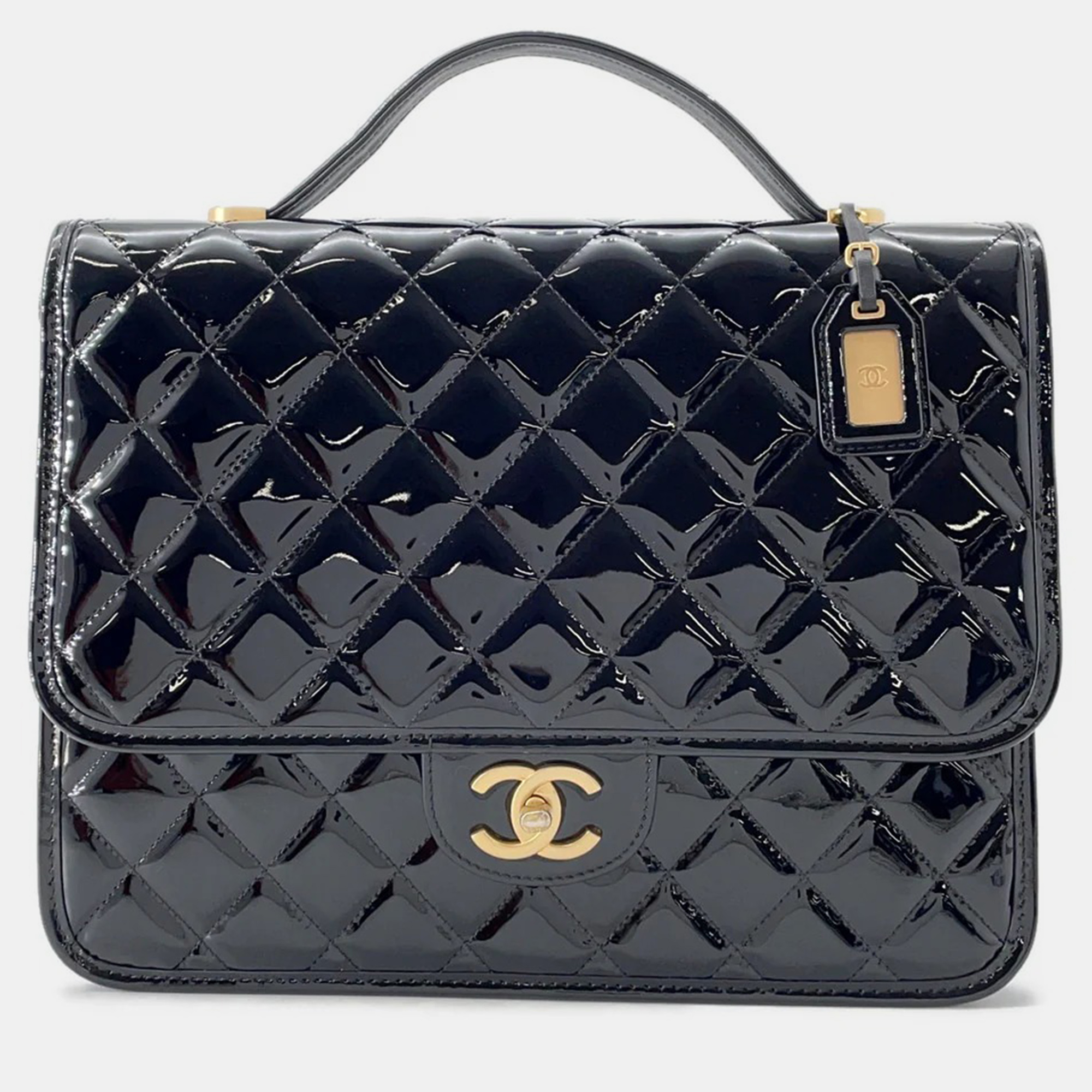 

Chanel Large Black Patent Leather Backpack