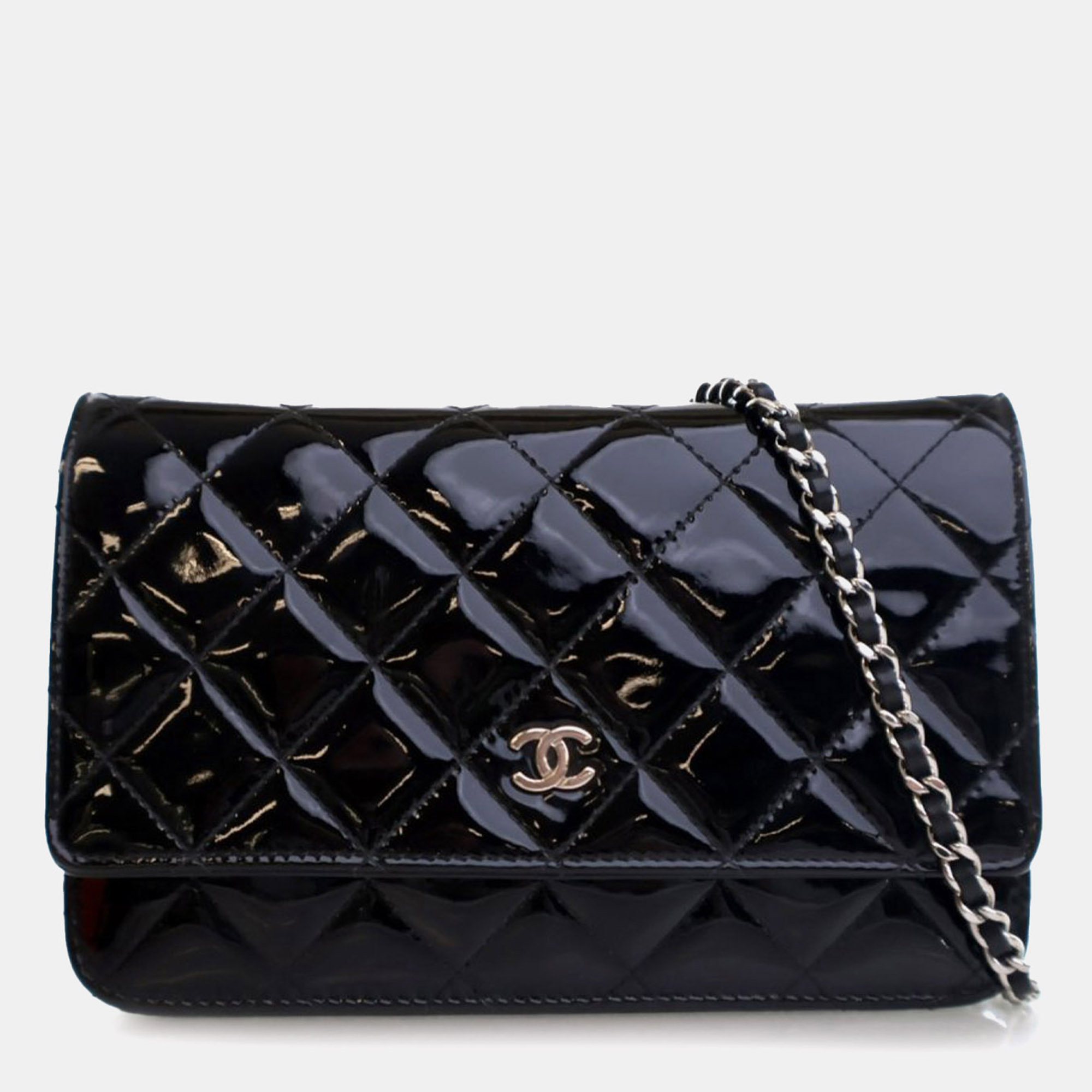 

Chanel Black CC Quilted Patent Wallet On Chain