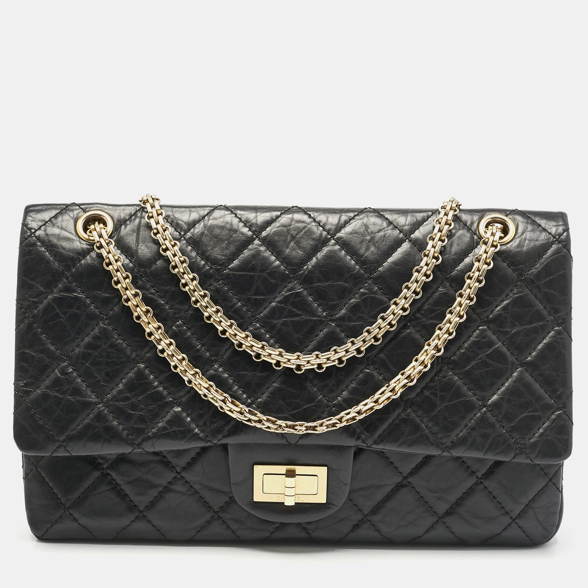 

Chanel Black Quilted Aged Leather Classic 227 Reissue 2.55 Flap Bag