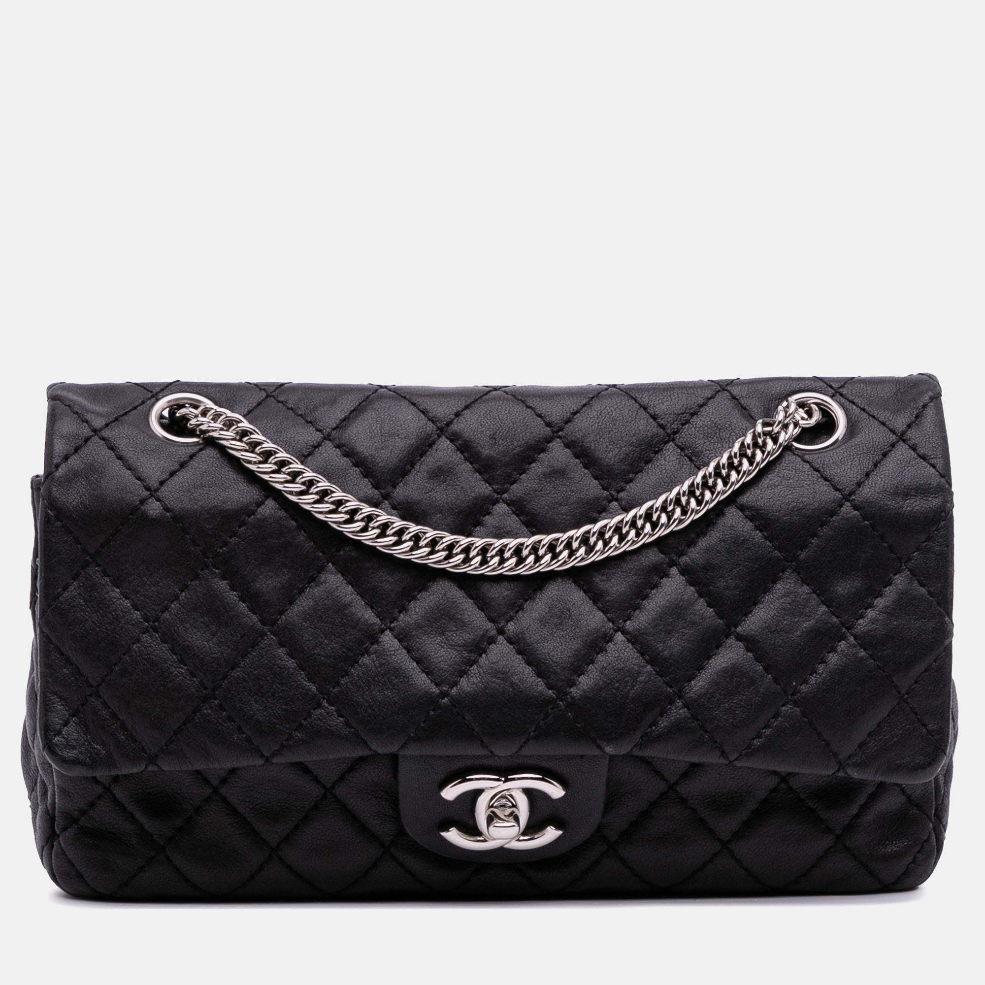 

Chanel Black Medium Classic Washed Lambskin Bijoux Chain Double Flap