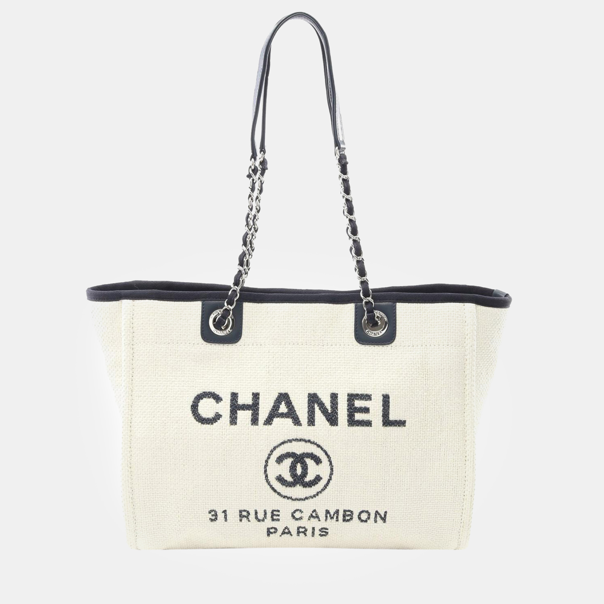 

Chanel White Small Raffia Deauville Tote