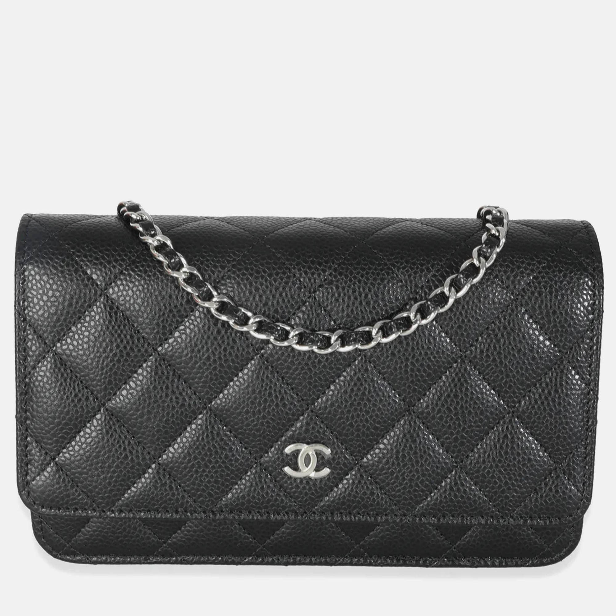 

Chanel Black Quilted Caviar Classic Wallet On Chain