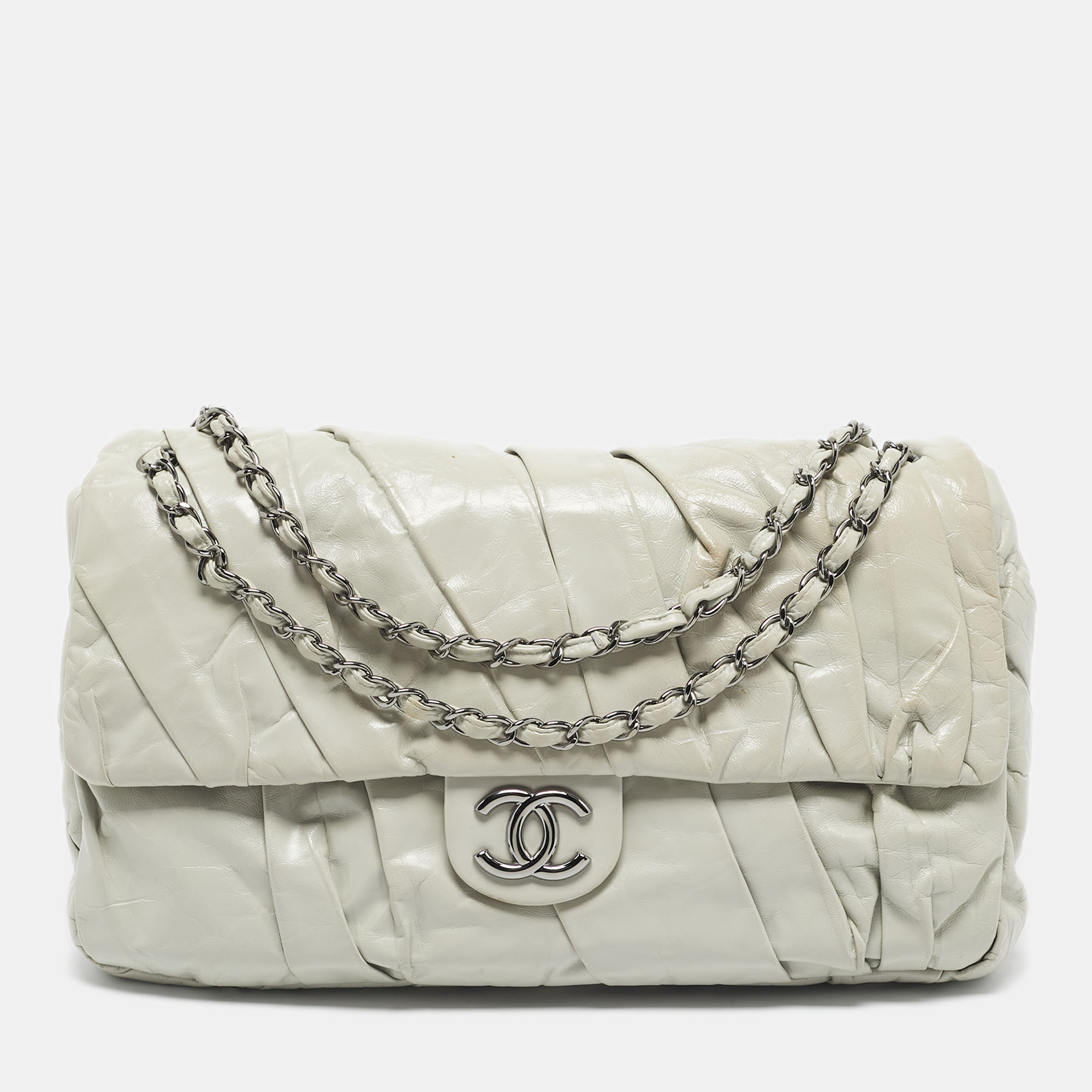 

Chanel Grey Leather  Classic Twisted Flap Bag