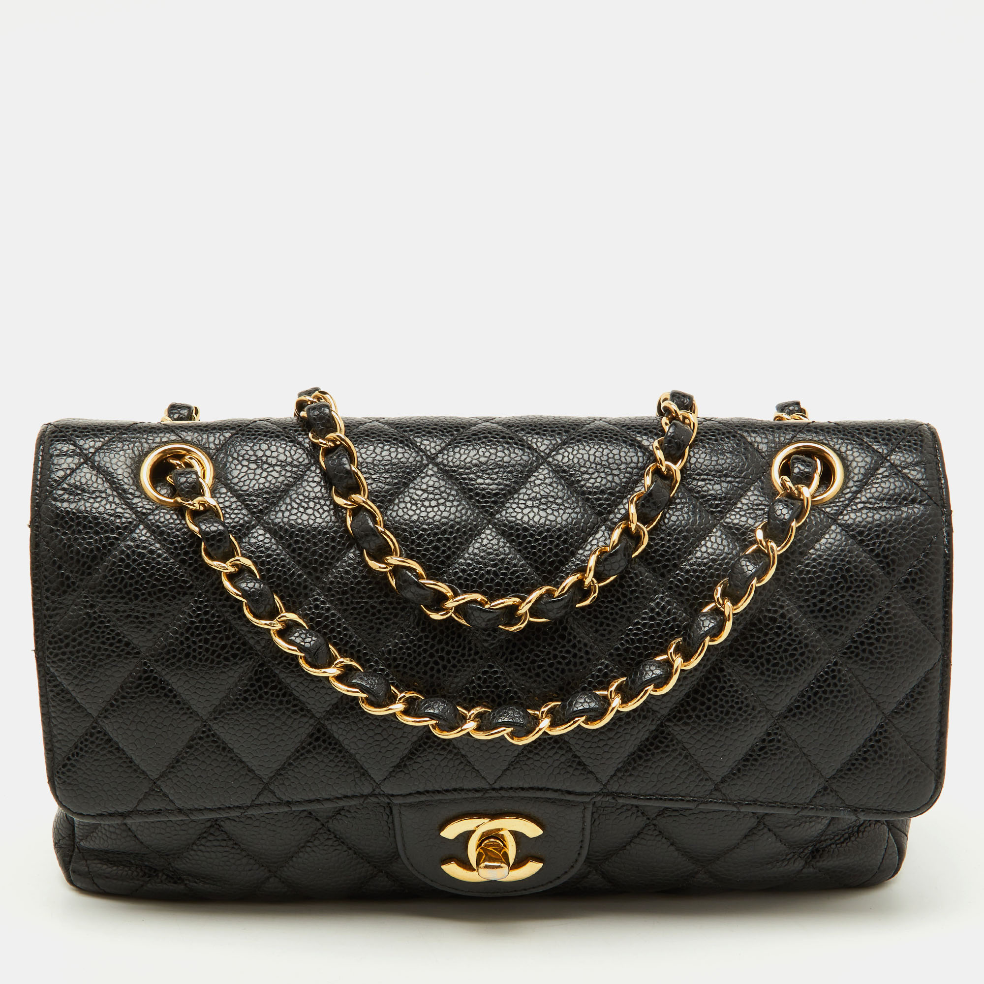 

Chanel Black Quilted Caviar Leather Medium Classic Double Flap Bag