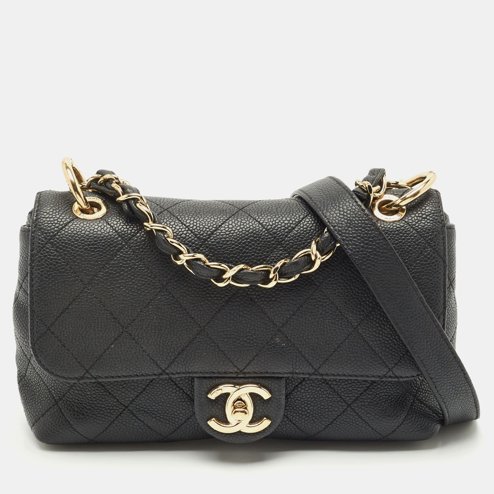 

Chanel Black Quilted Caviar Leather  City Walk Flap Bag
