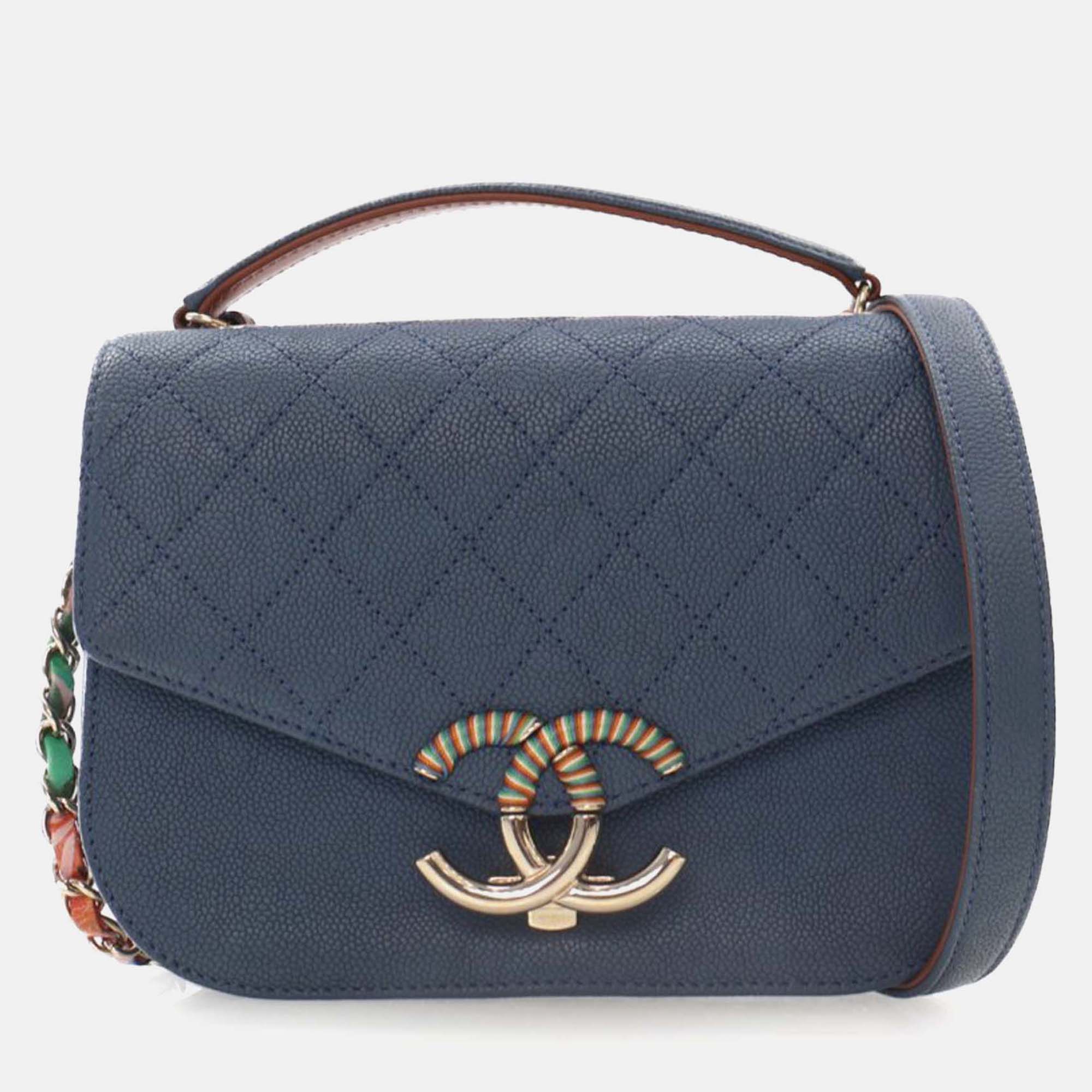 

Chanel Blue Small Caviar Paris Cuba Thread Around Flap Bag