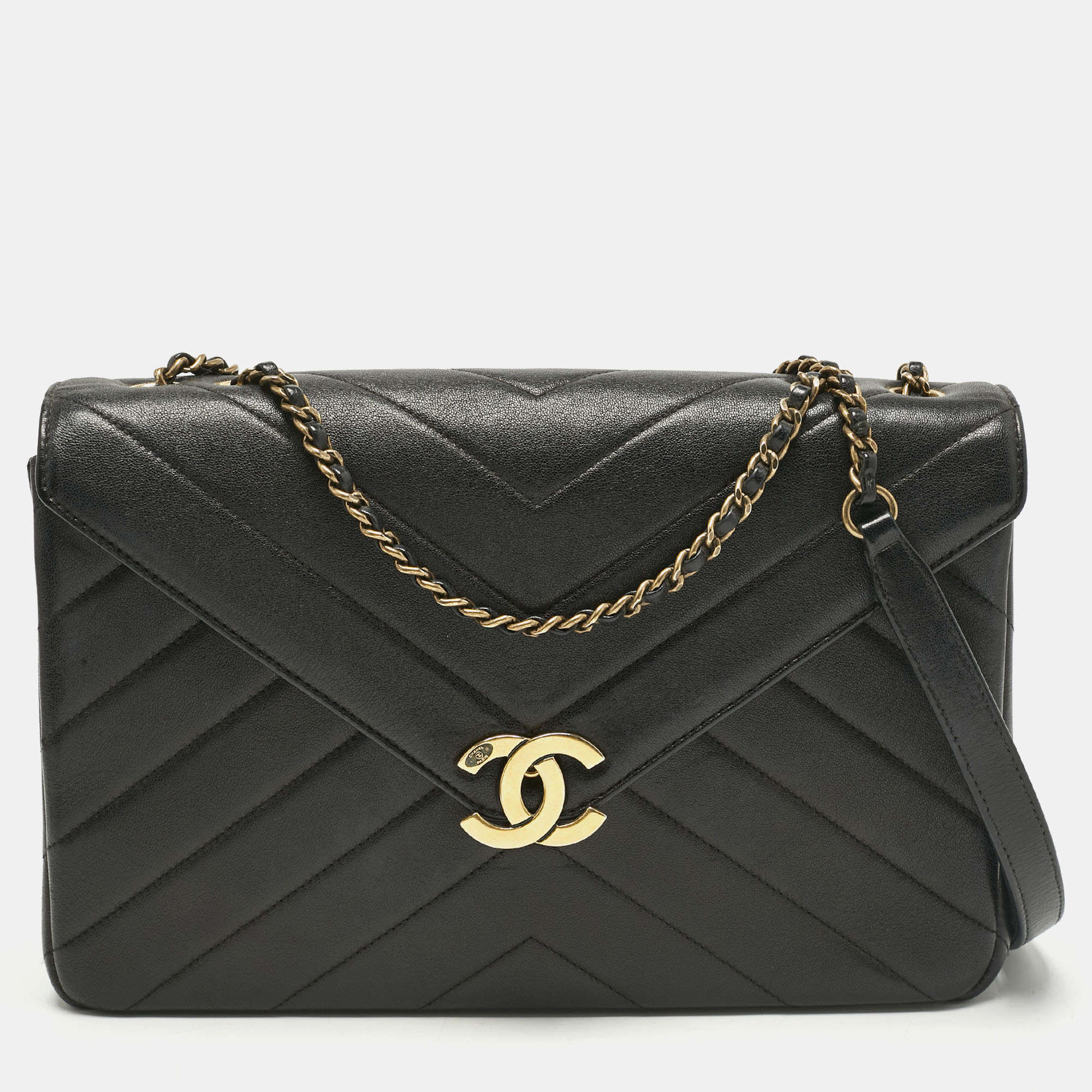 

Chanel Black Quilted Leather Coco Envelope Flap Bag