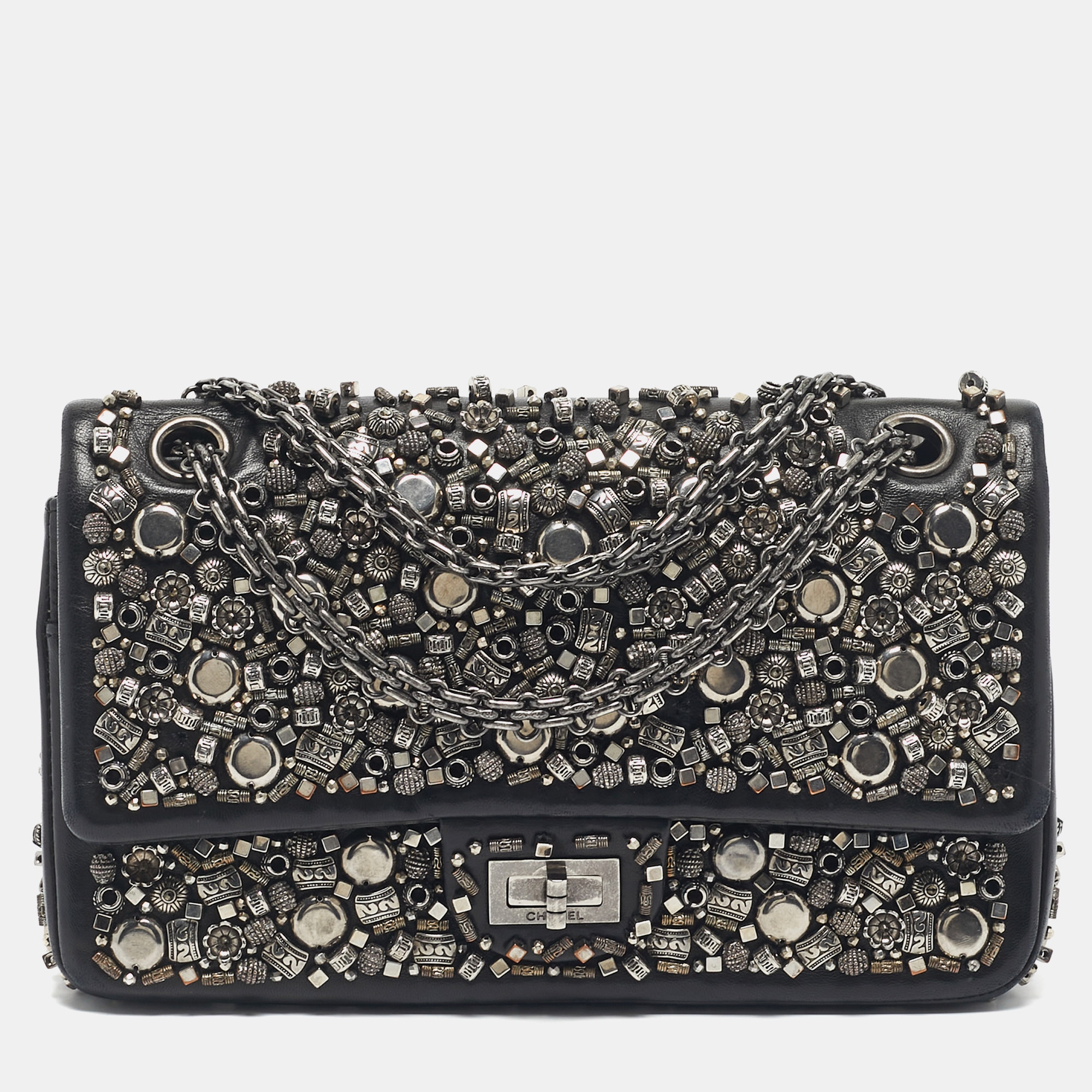 

Chanel Black Leather Paris-Bombay Collection 225 Reissue 2.55 Flap Bag