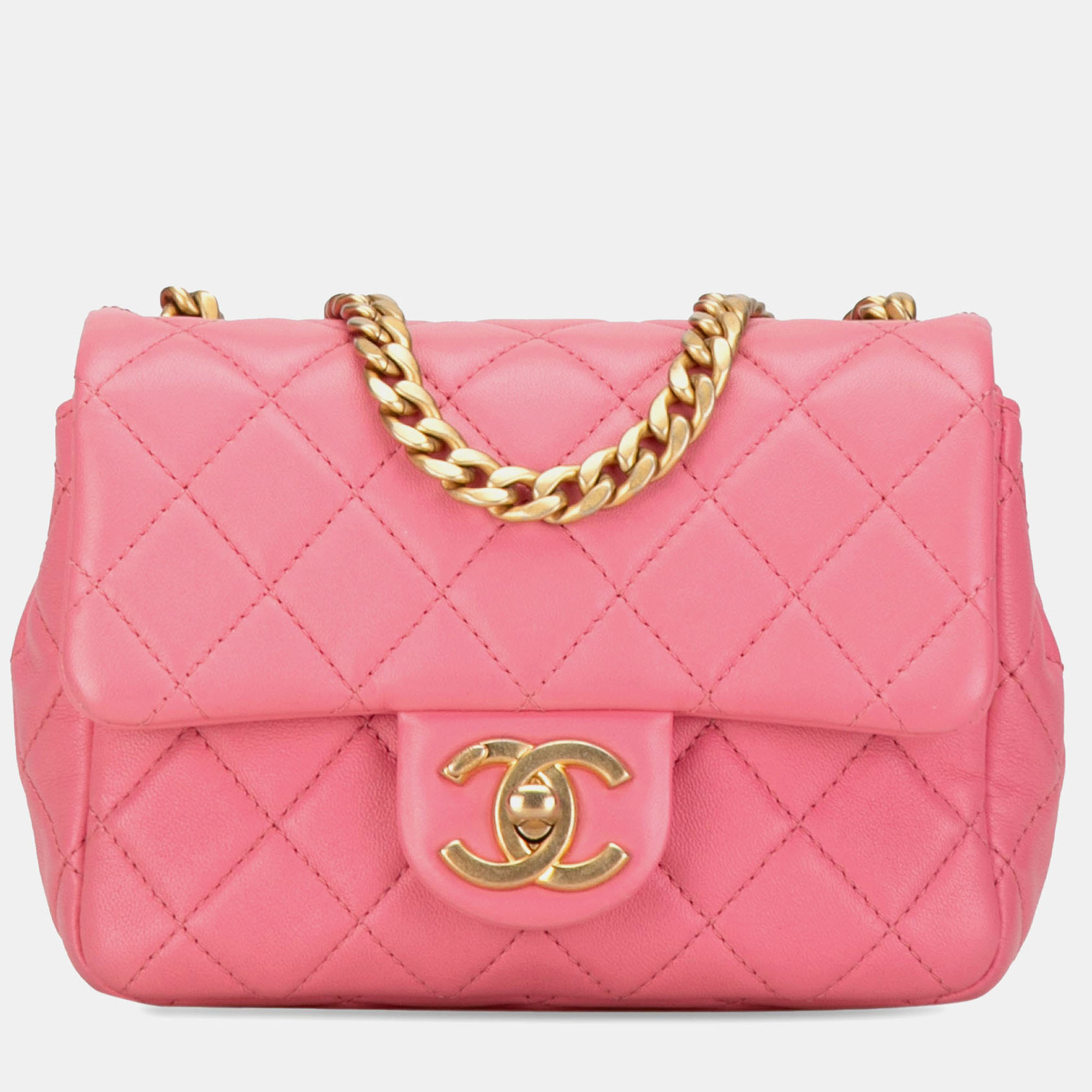 

Chanel Pearl Samba Flap Mini Square Lambskin Shoulder Bag, Pink
