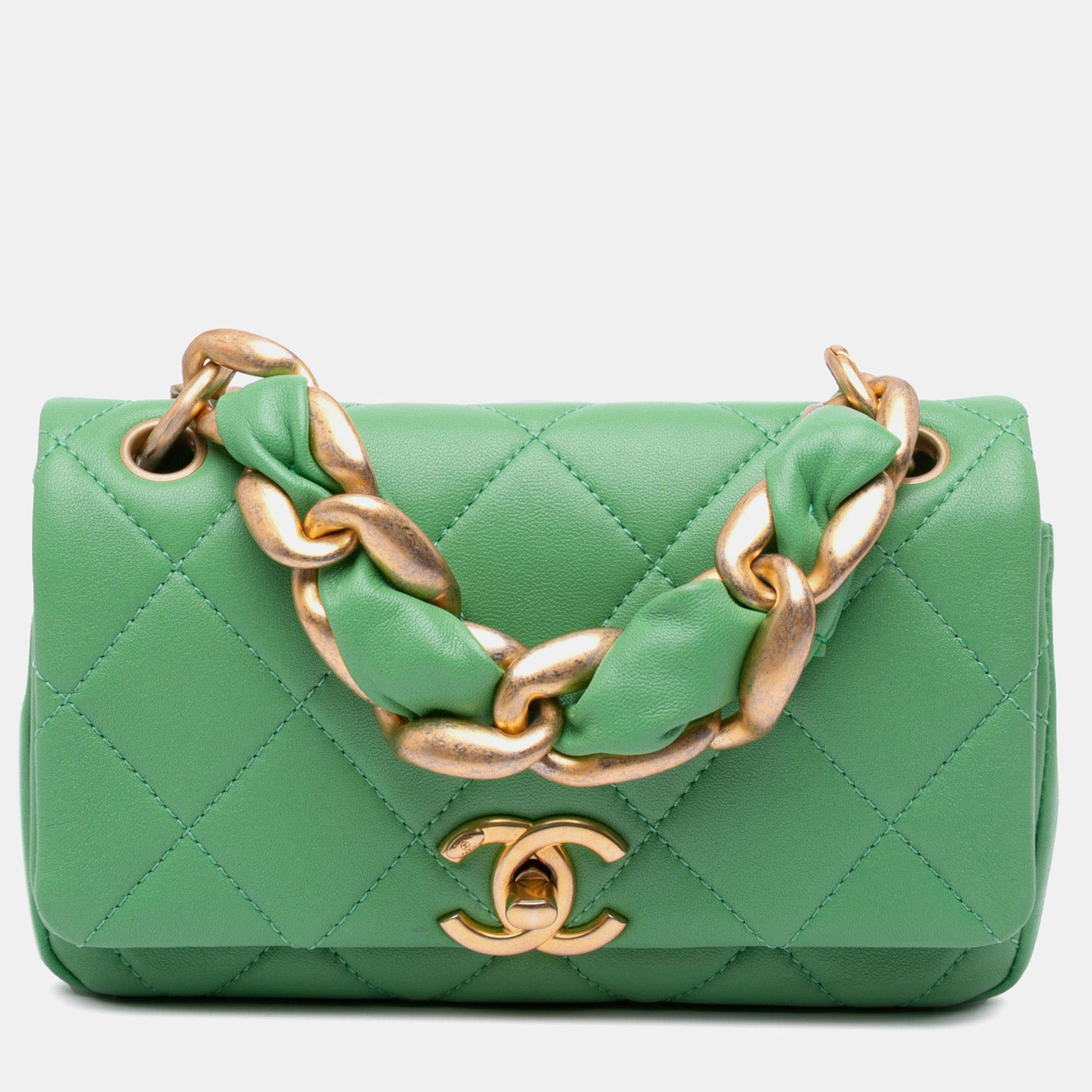

Chanel Chain Is More Flap Small Quilted Lambskin Shoulder Bag, Green