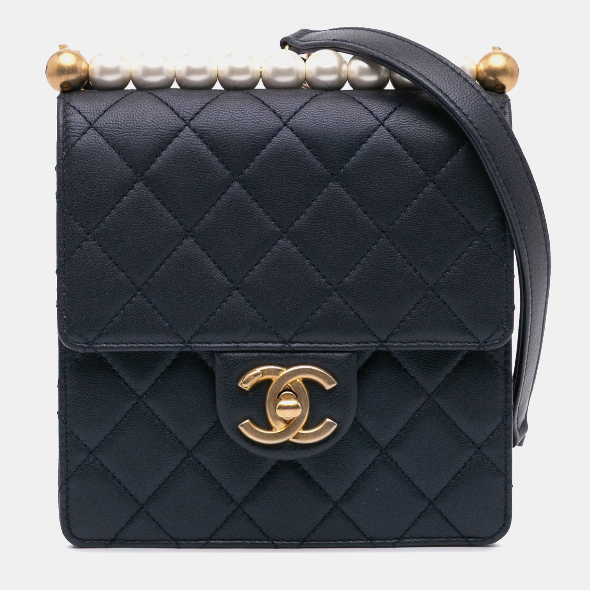 

Chanel Chic Pearls Flap Small Lambskin Shoulder Bag, Blue