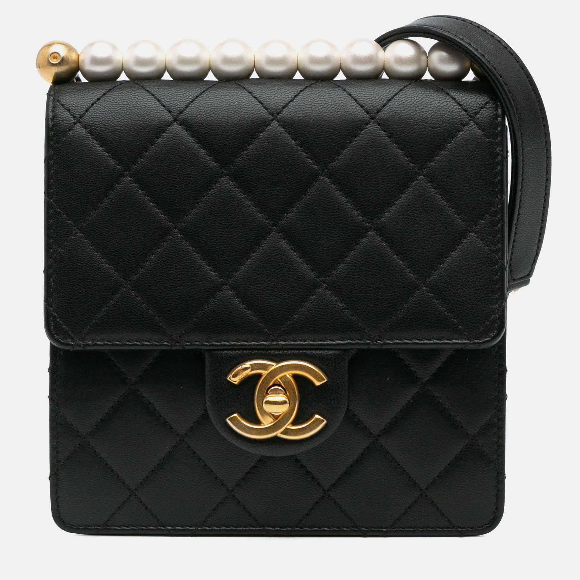 

Chanel Chic Pearls Flap Small Lambskin Shoulder Bag, Black