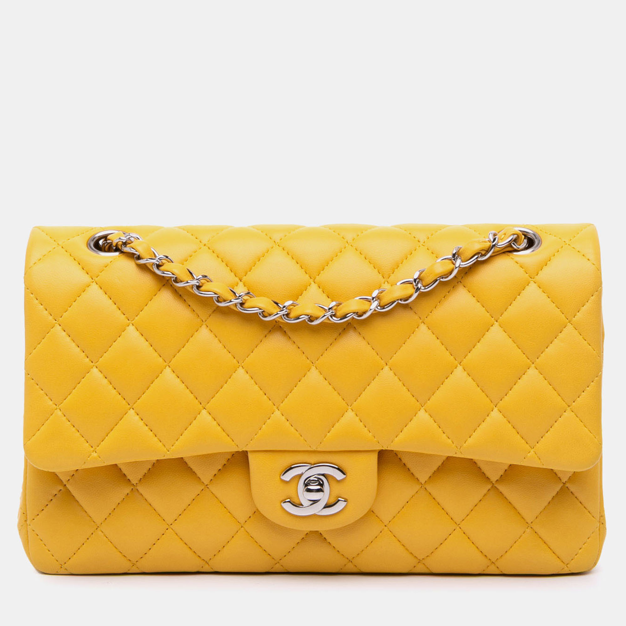 

Chanel Yellow Medium Classic Lambskin Double Flap Bag