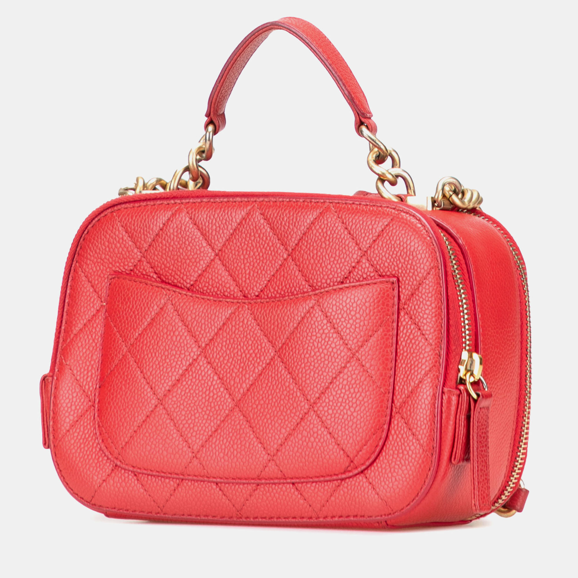 

Chanel Red Small Quilted Caviar Top Handle Camera Bag