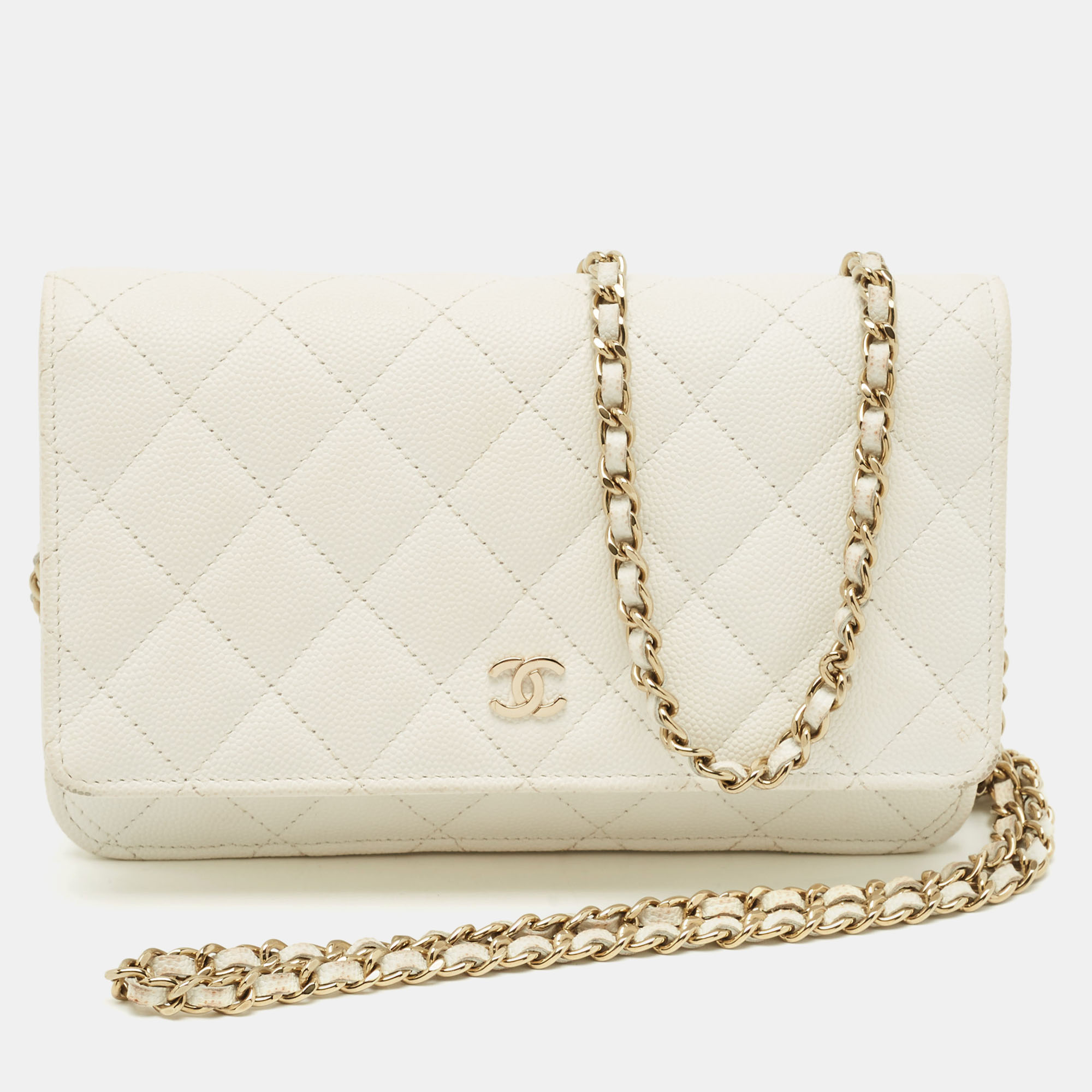 

Chanel White Quilted Caviar Leather WOC Bag