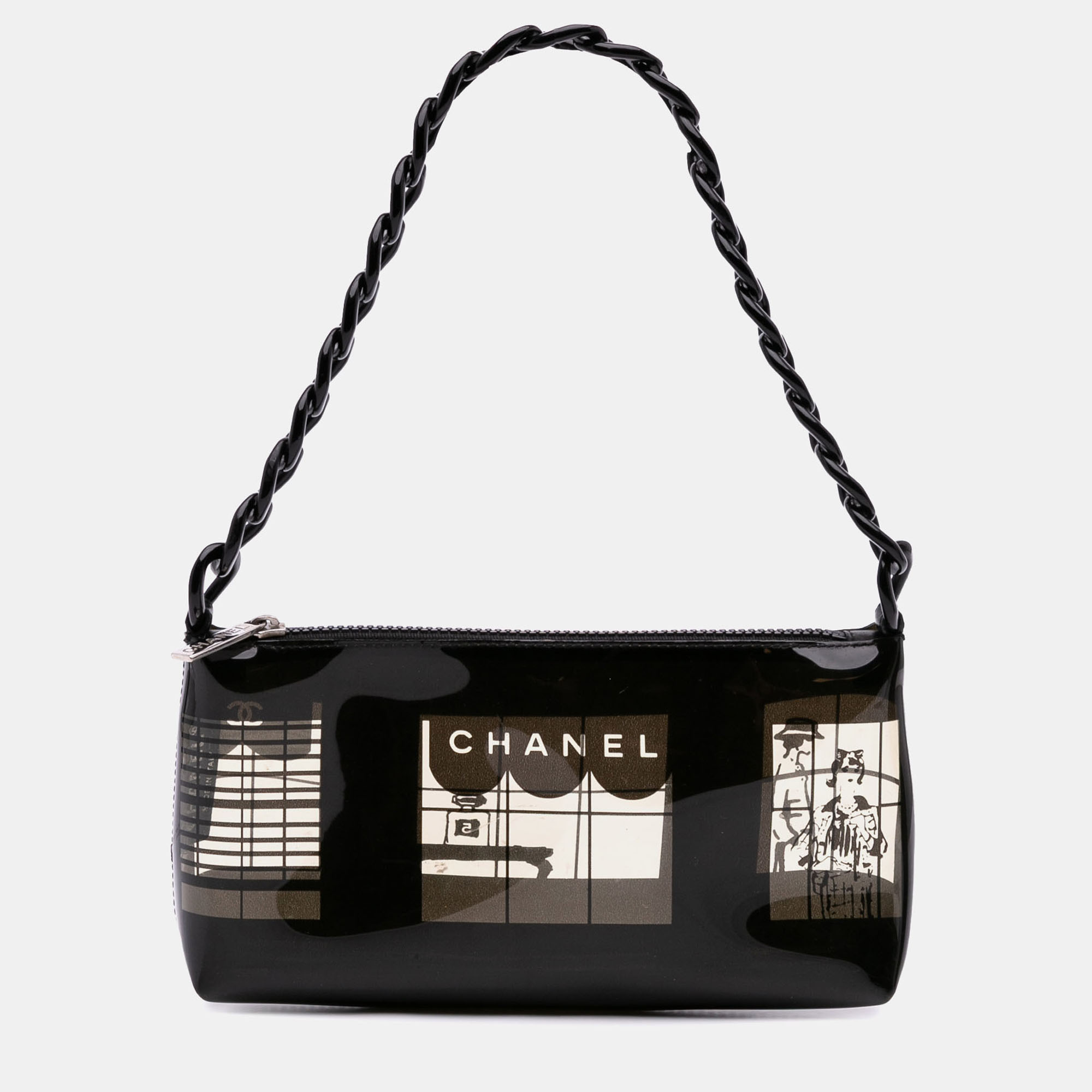 

Chanel Black Vinyl Coco Window Pochette