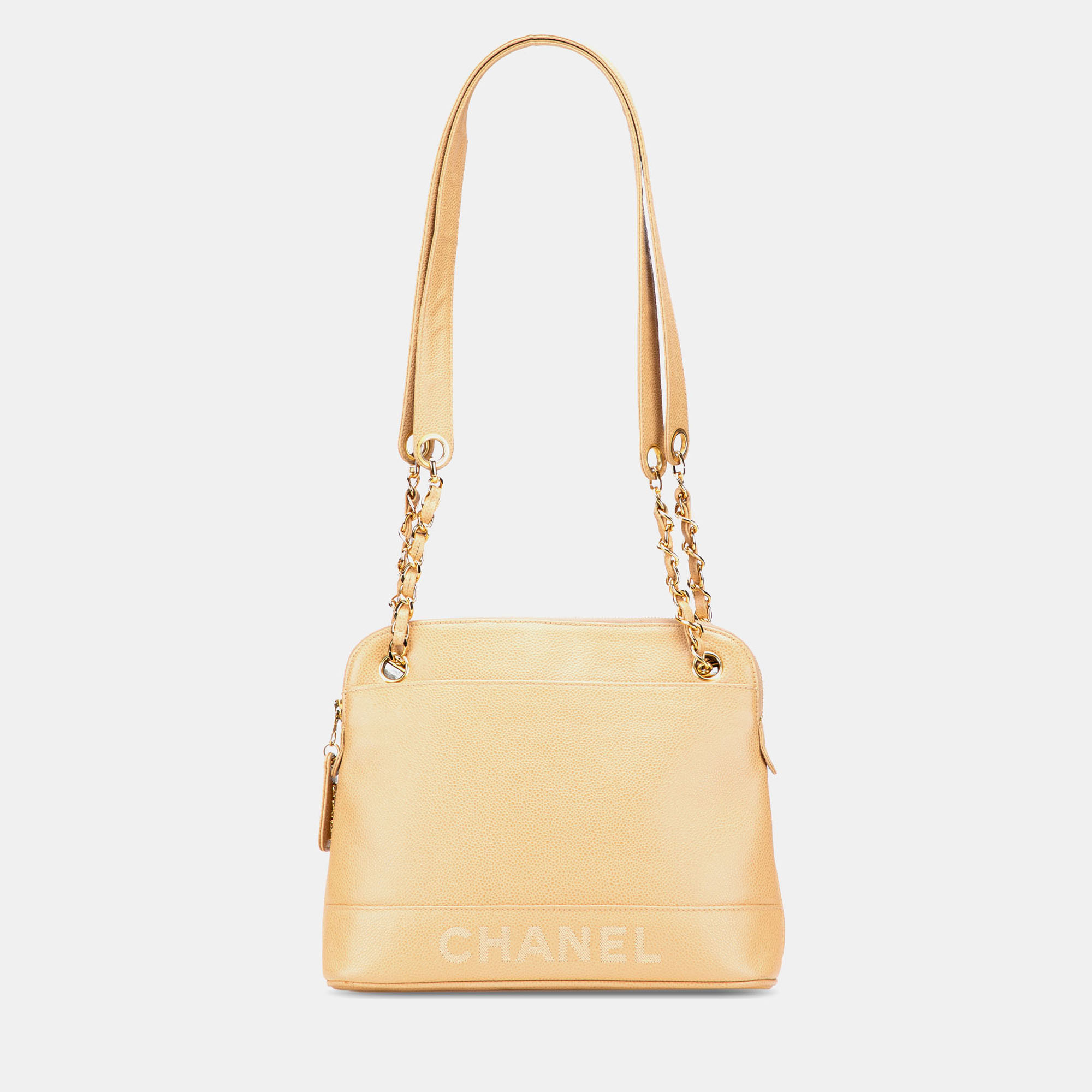 

Chanel Yellow Caviar Logo Chain Shoulder Bag