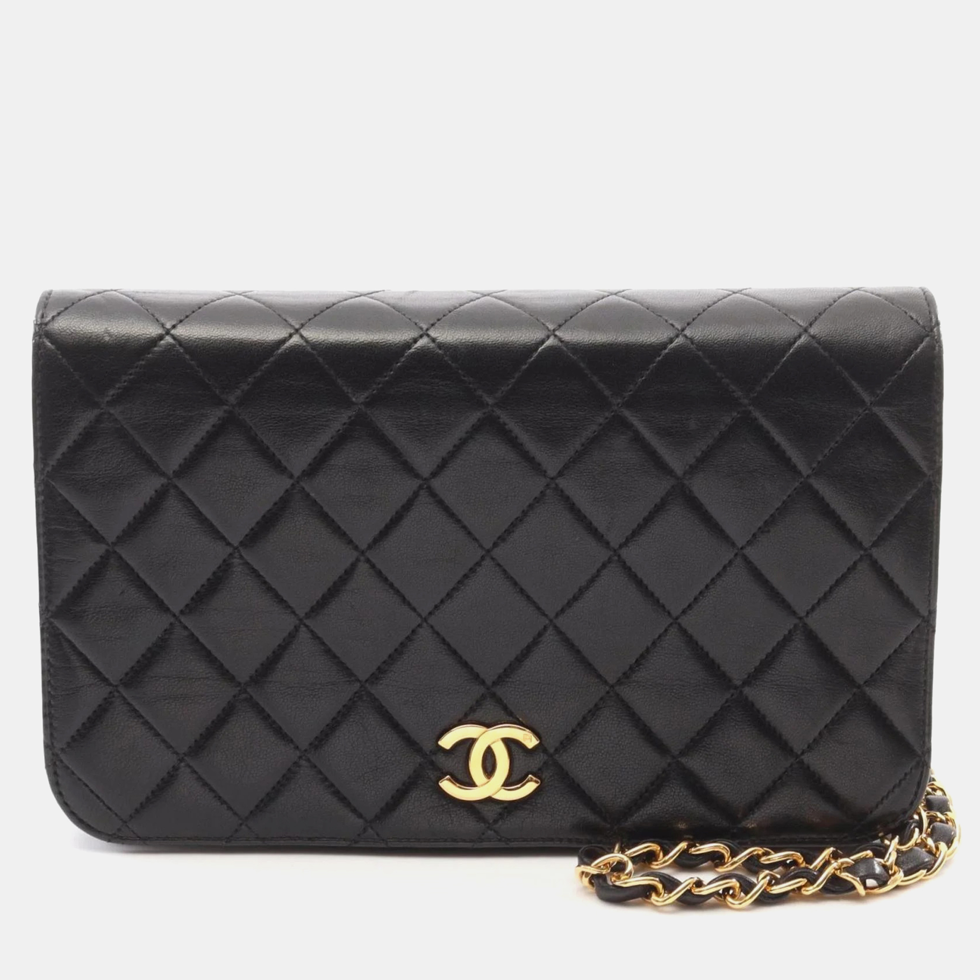

Chanel Matelasse Black Lambskin Single Flap Shoulder Bag