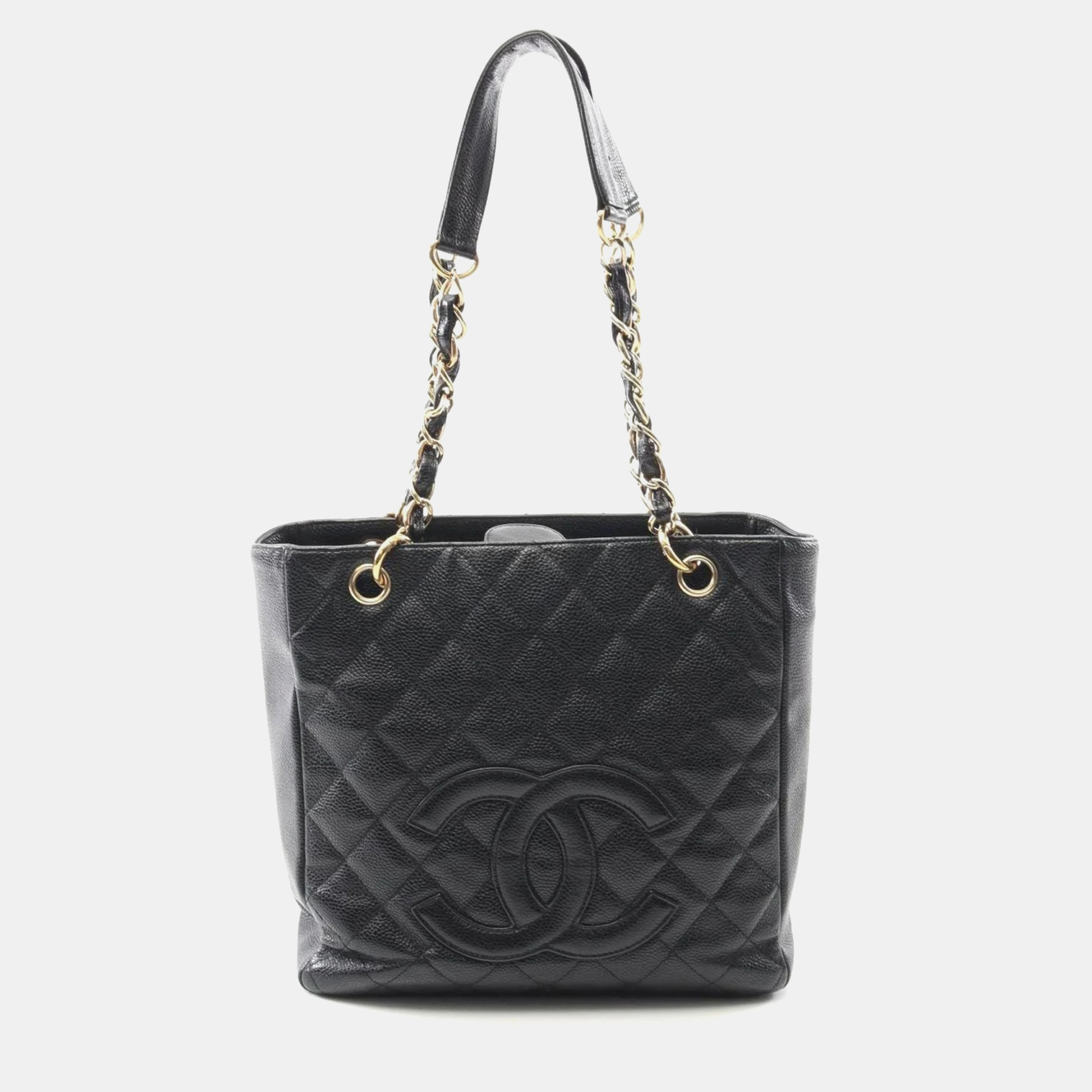 

Chanel PST Black Calfskin Leather Tote Bag