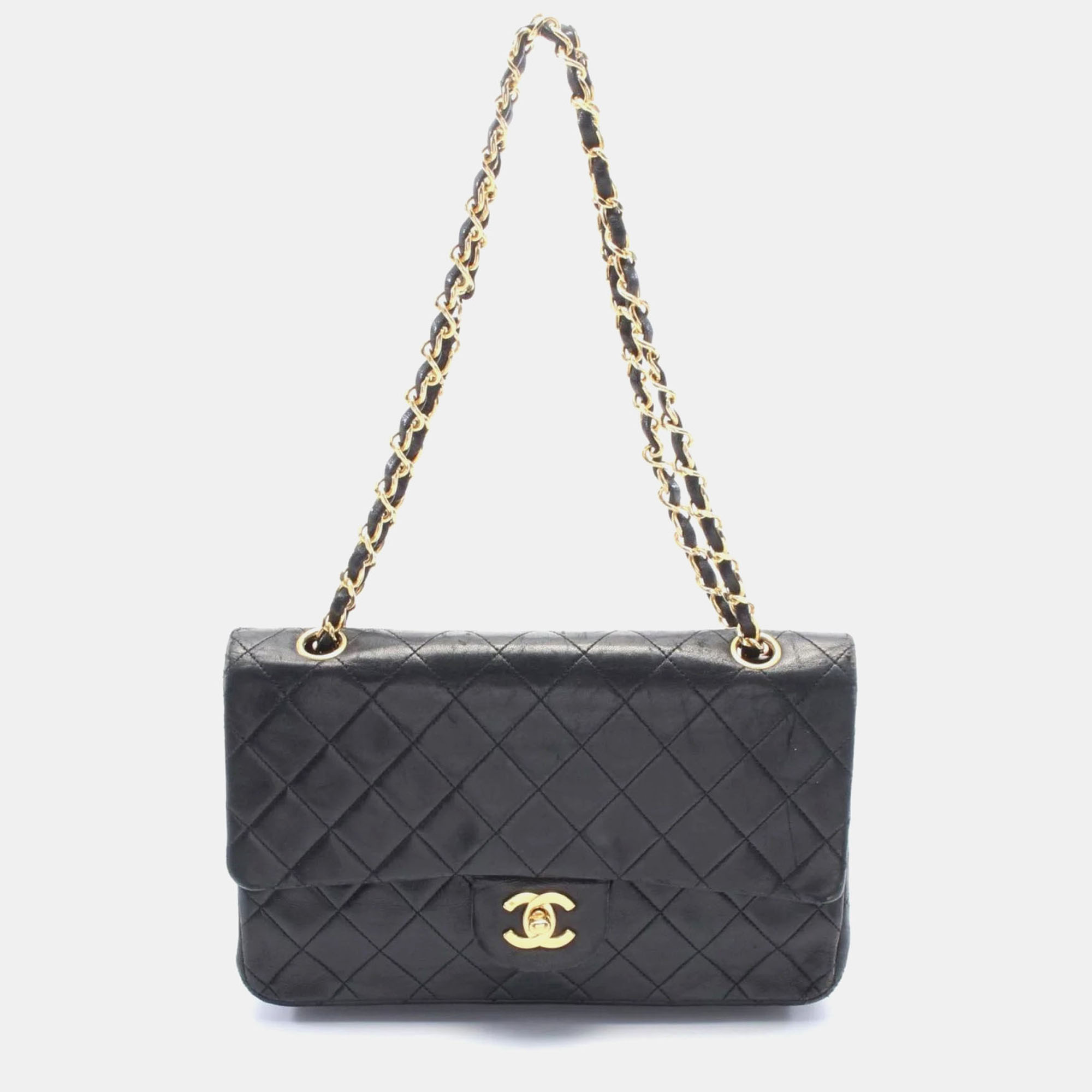 

Chanel Matelasse W-Flap Shoulder Bag Lambskin (Sheepskin) Black