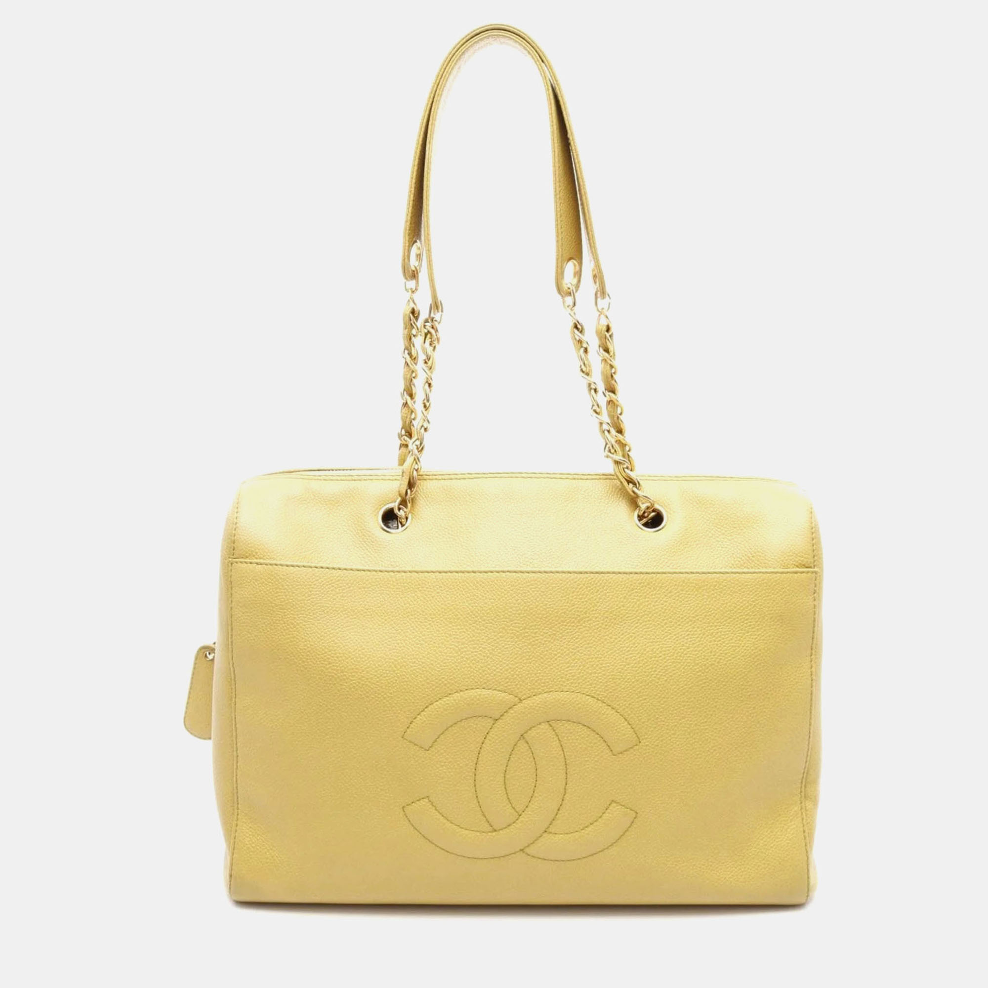 Pre-owned Chanel Coco Mark Shoulder Bag Caviar Skin (grained Calf) Green