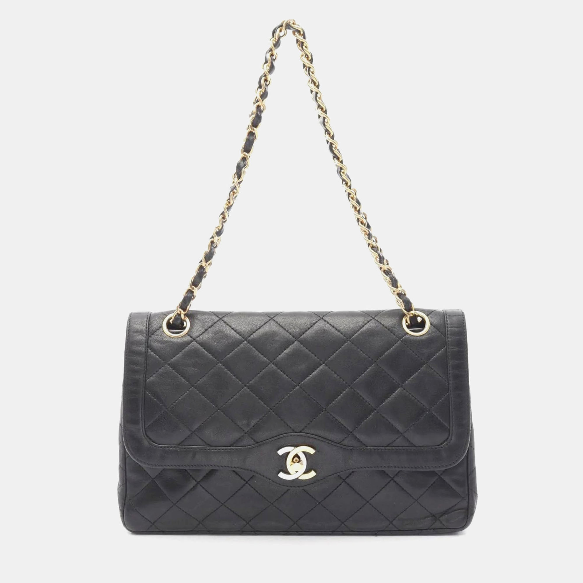 

Chanel Matelasse Paris Limited W Flap Shoulder Bag Lambskin (Sheepskin) Black
