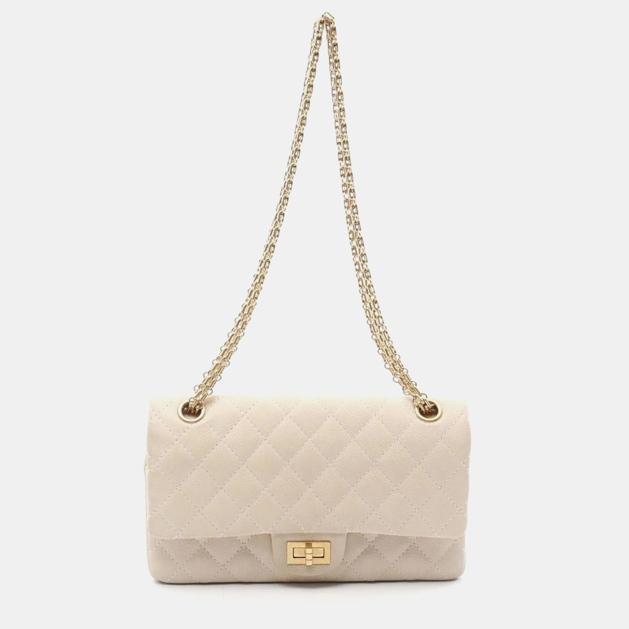 

Chanel 2.55 Matelasse Mademoiselle Chain Shoulder Bag Leather Ivory, Cream