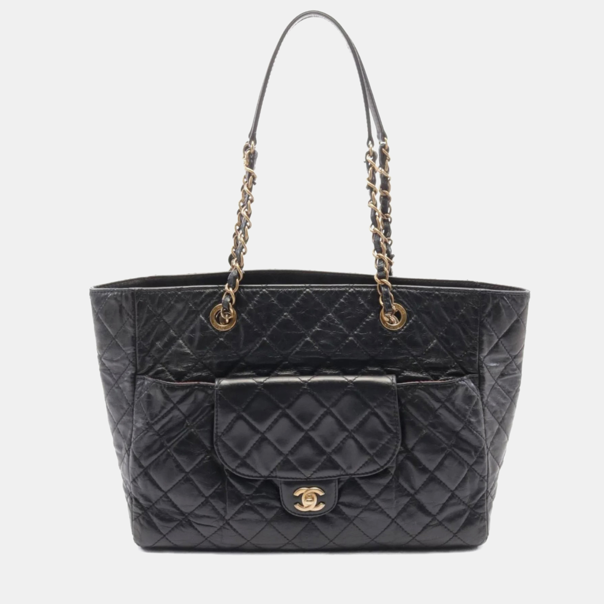 

Chanel CC Black Leather Tote Bag