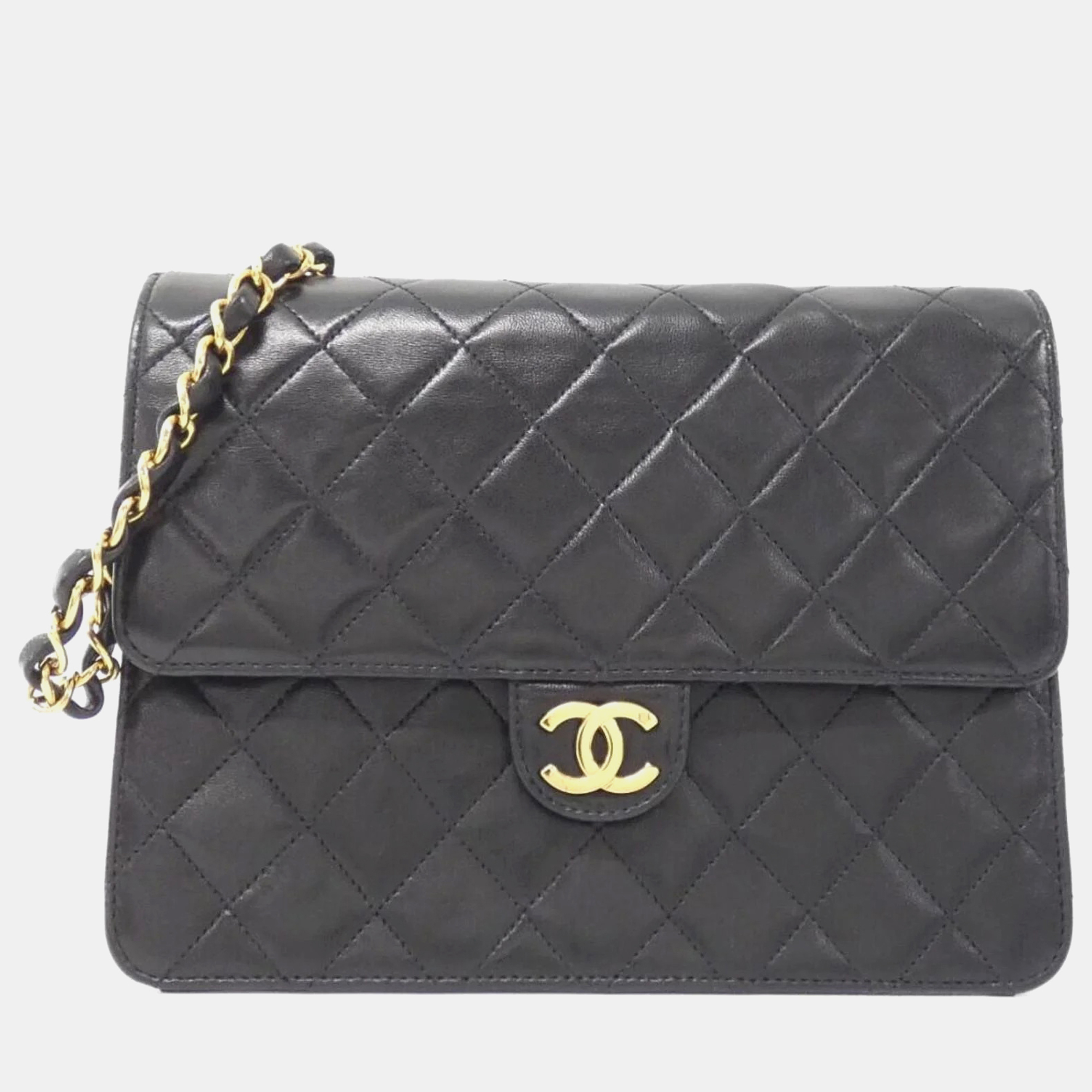 

Chanel Tall Flap Black Leather Shoulder Bag
