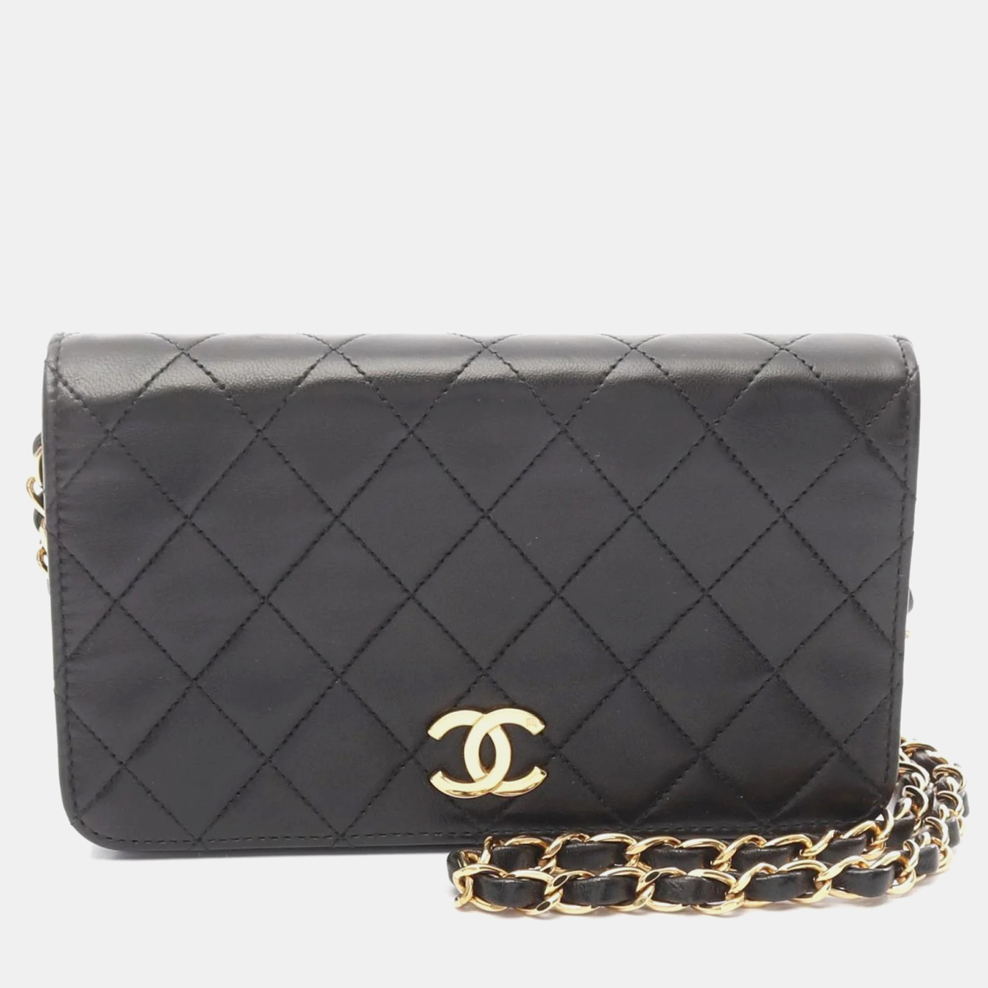 

Chanel Mini Matelasse Black Lambskin Full Flap Shoulder Bag
