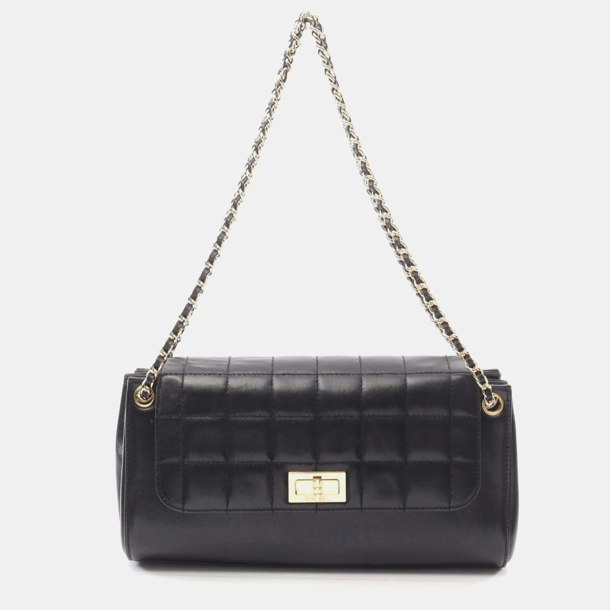 

Chanel 2.55 Chocolate Bar Black Lambskin Shoulder Bag