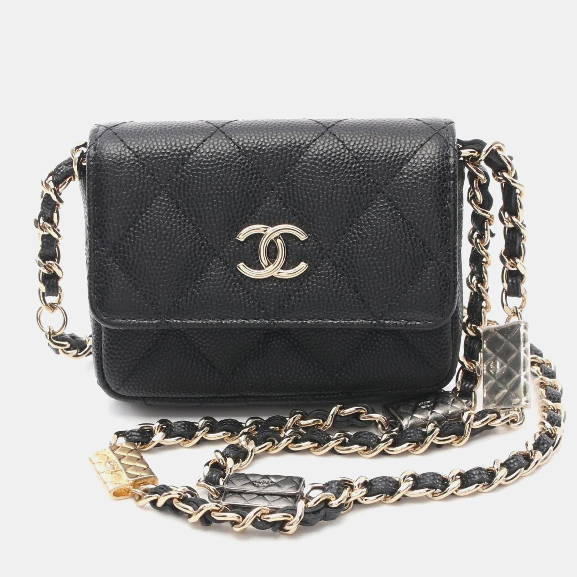 

Chanel Mini Black Caviar Leather Shoulder Bag