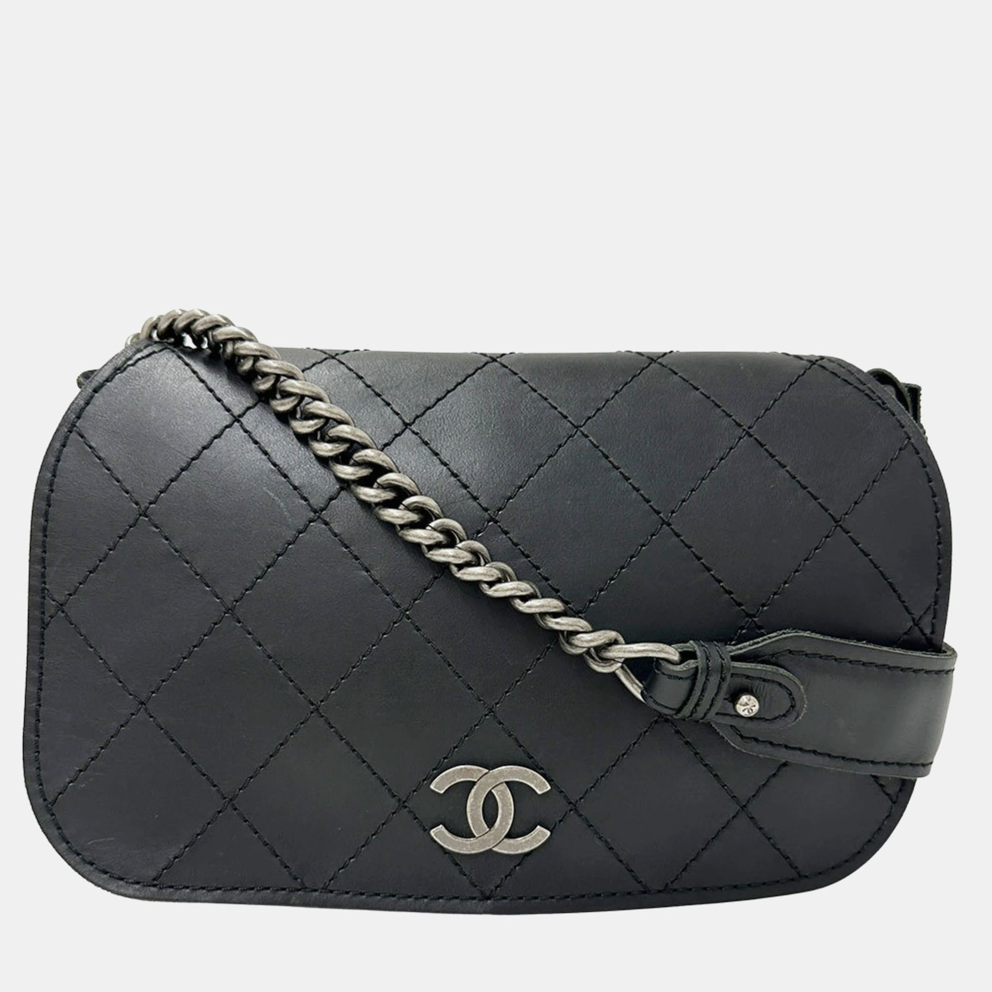 

Chanel Wild Stitch Shoulder Bag Leather Black