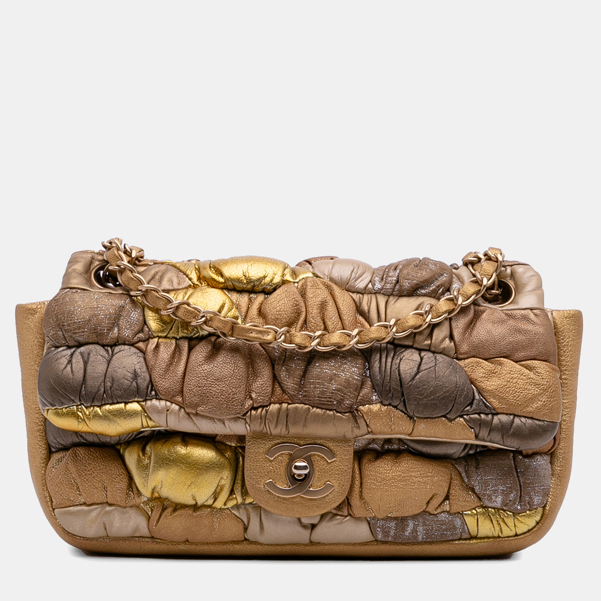 

Chanel Gold CC Metallic Lambskin Patchwork Flap
