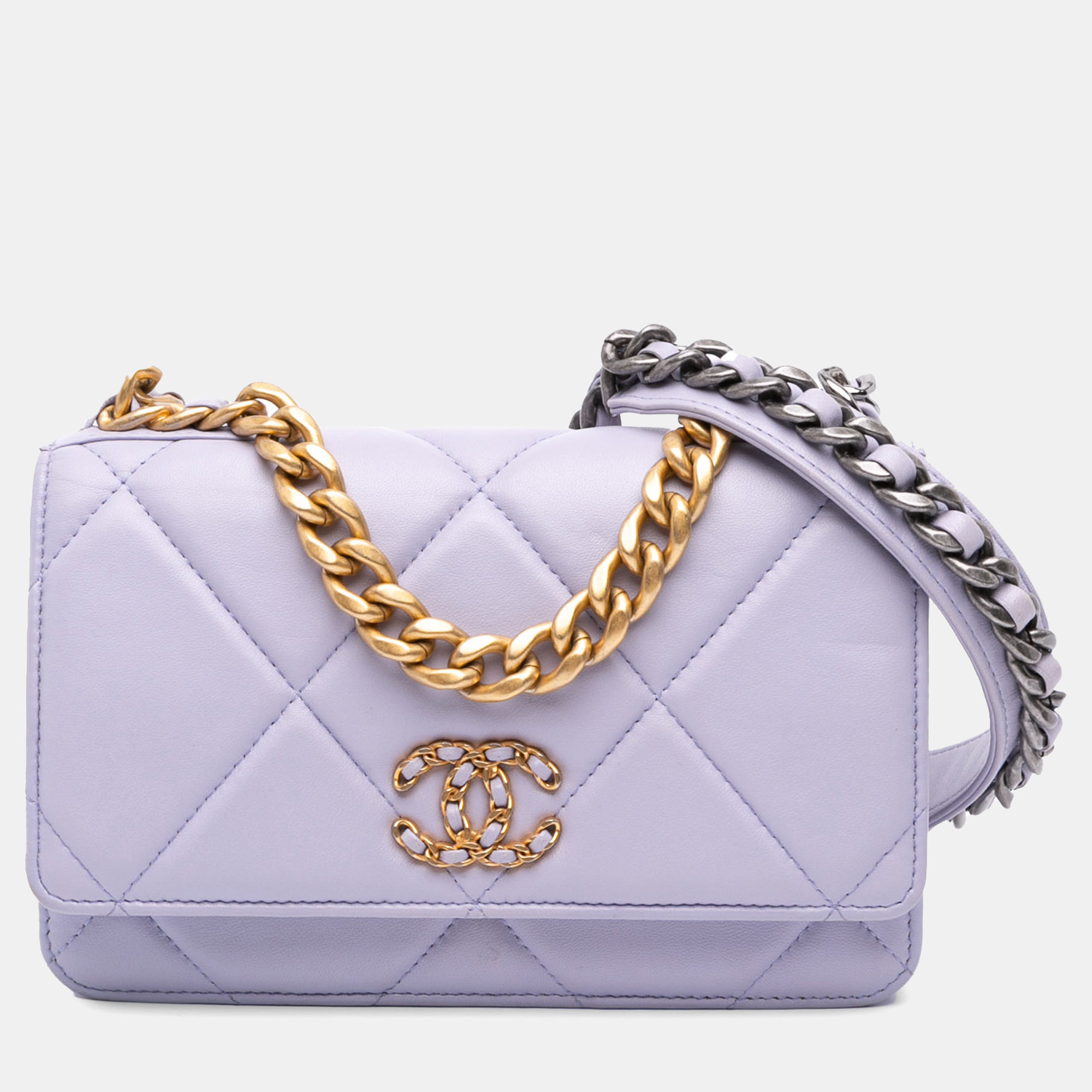 

Chanel Purple Quilted Lambskin 19 Wallet on Chain