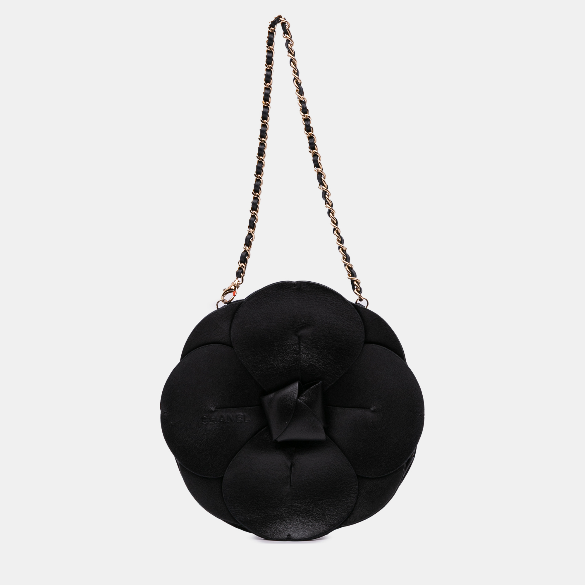 

Chanel Black Lambskin and Satin Camellia Flower Evening Bag