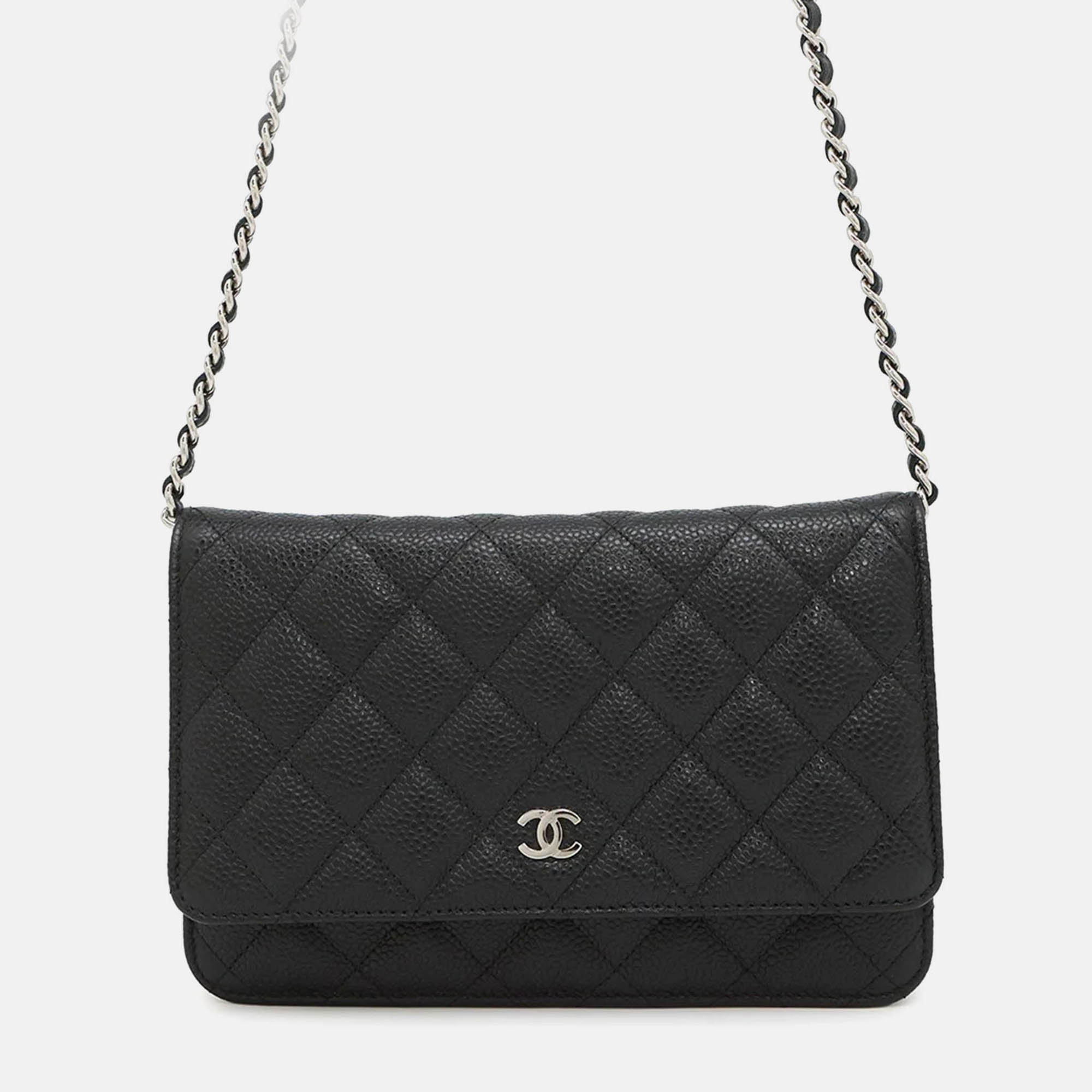 

Chanel Matelasse Classic Chain Wallet Black Caviar Leather
