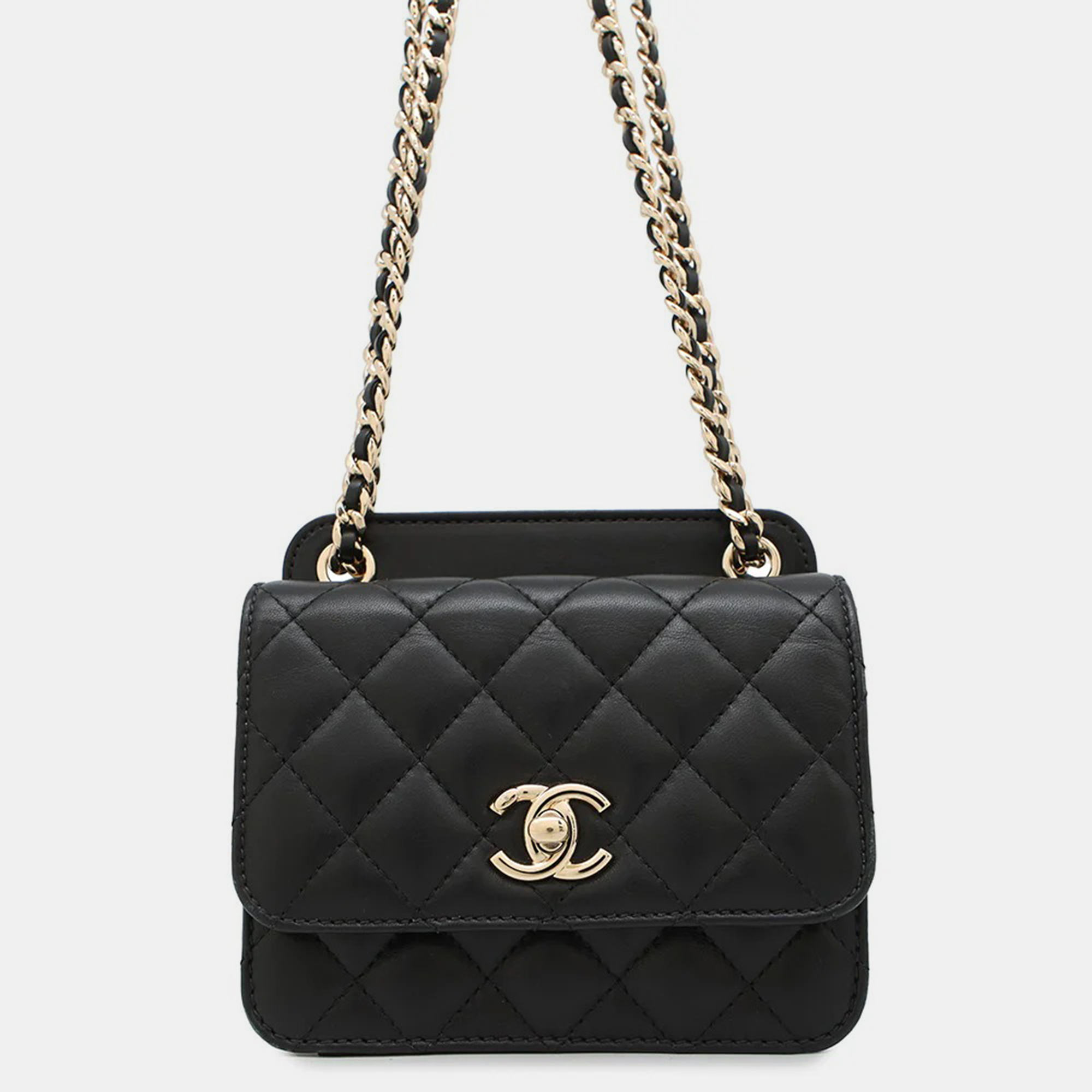 

Chanel Mini Matelasse Chain shoulder Bag Black Lambskin