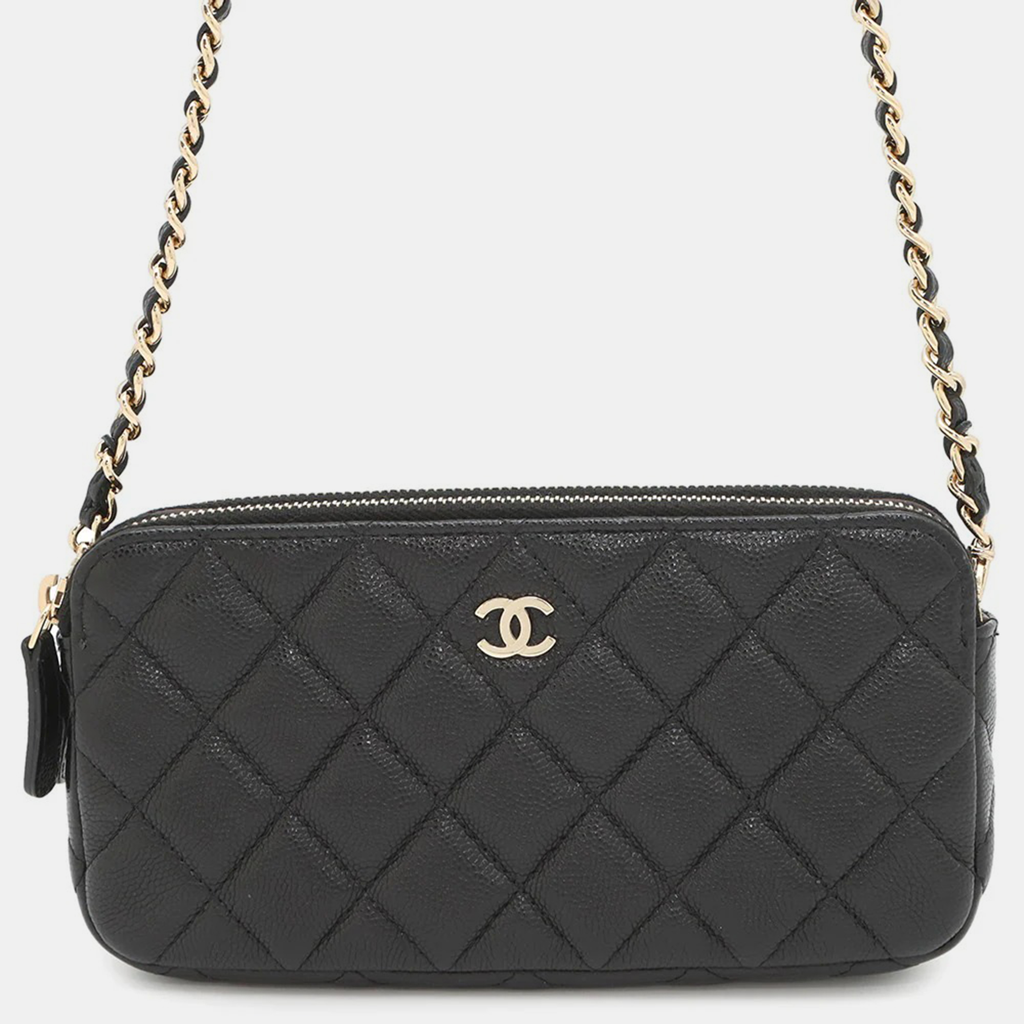 

Chanel Matelasse Chain Wallet Black Caviar Leather